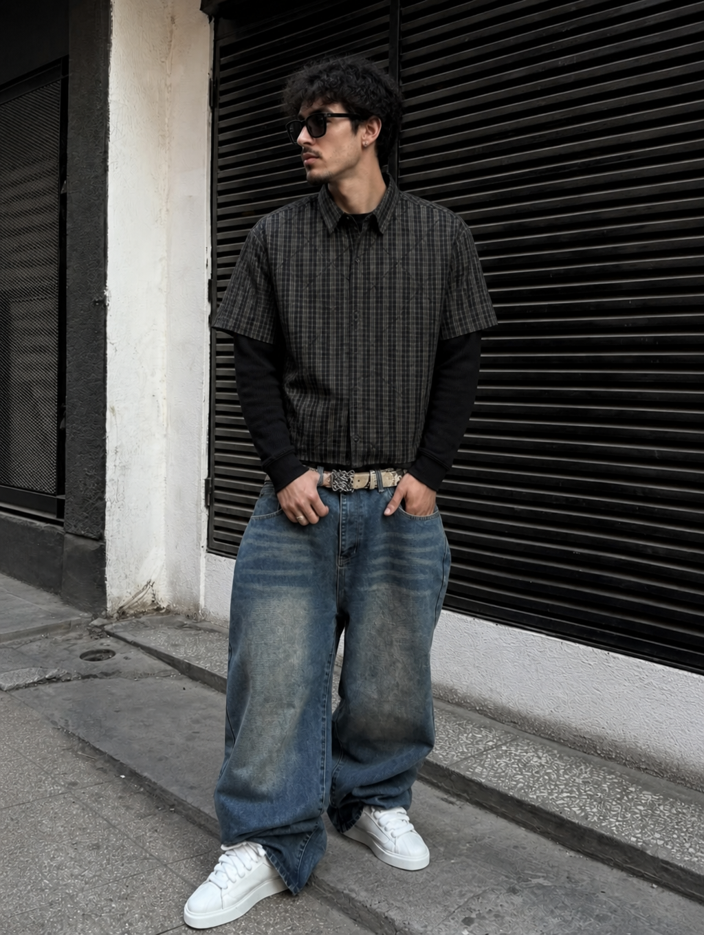 UNSEEN-Studios Layered Grid Shirt