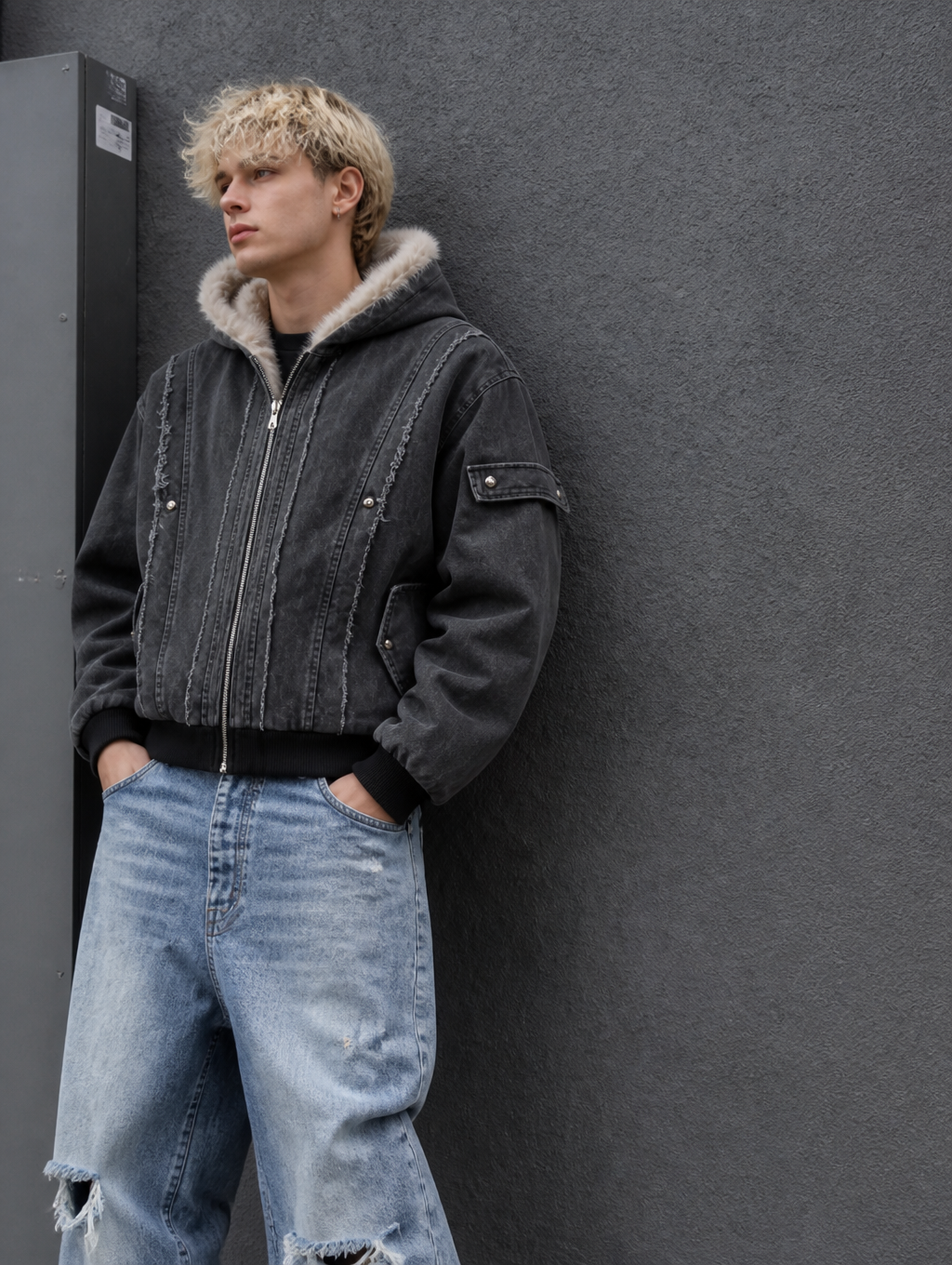 UNSEEN-Studios Akuma Distressed Zip Jacket