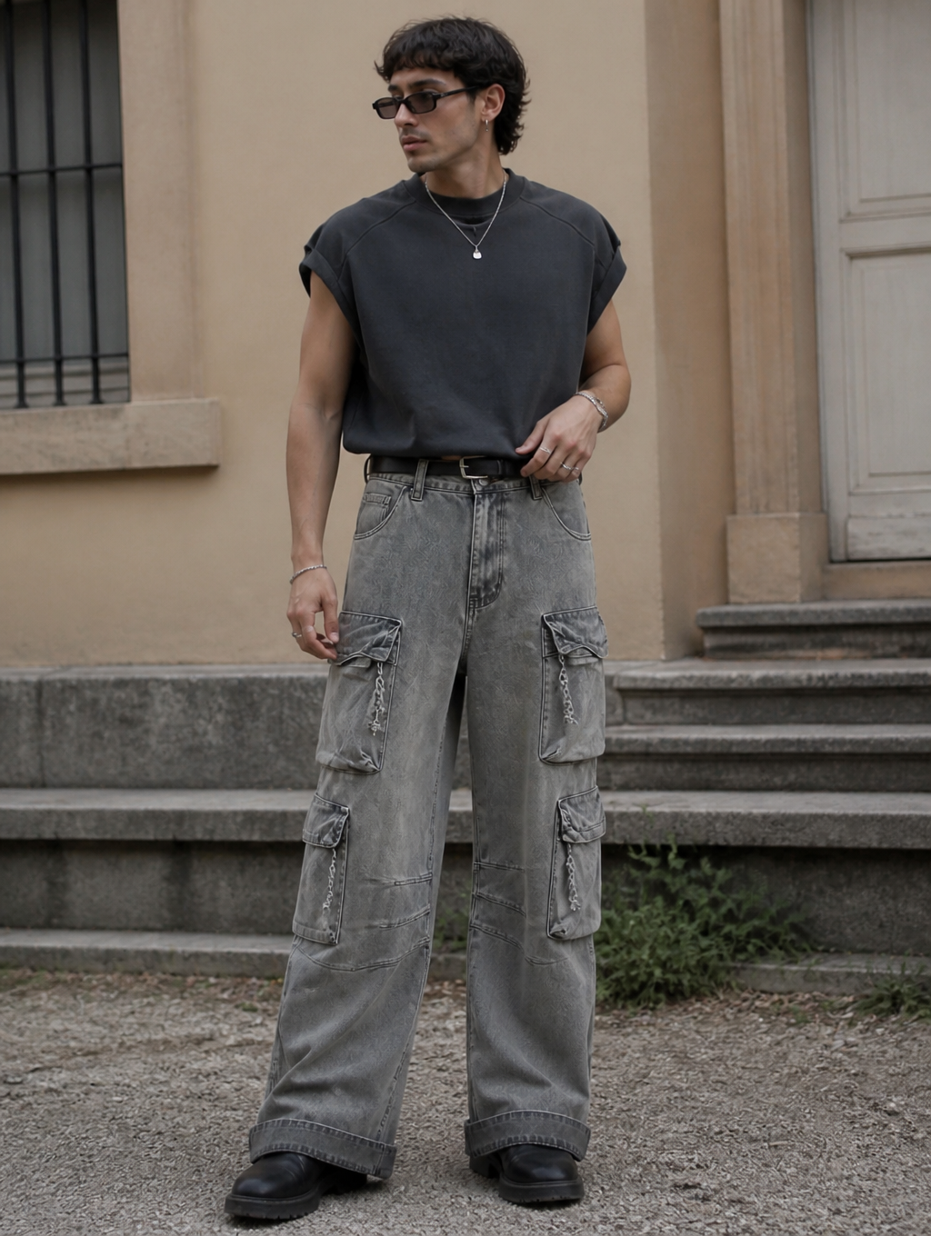 UNSEEN-Studios Ash Utility Baggy Cargo Pants
