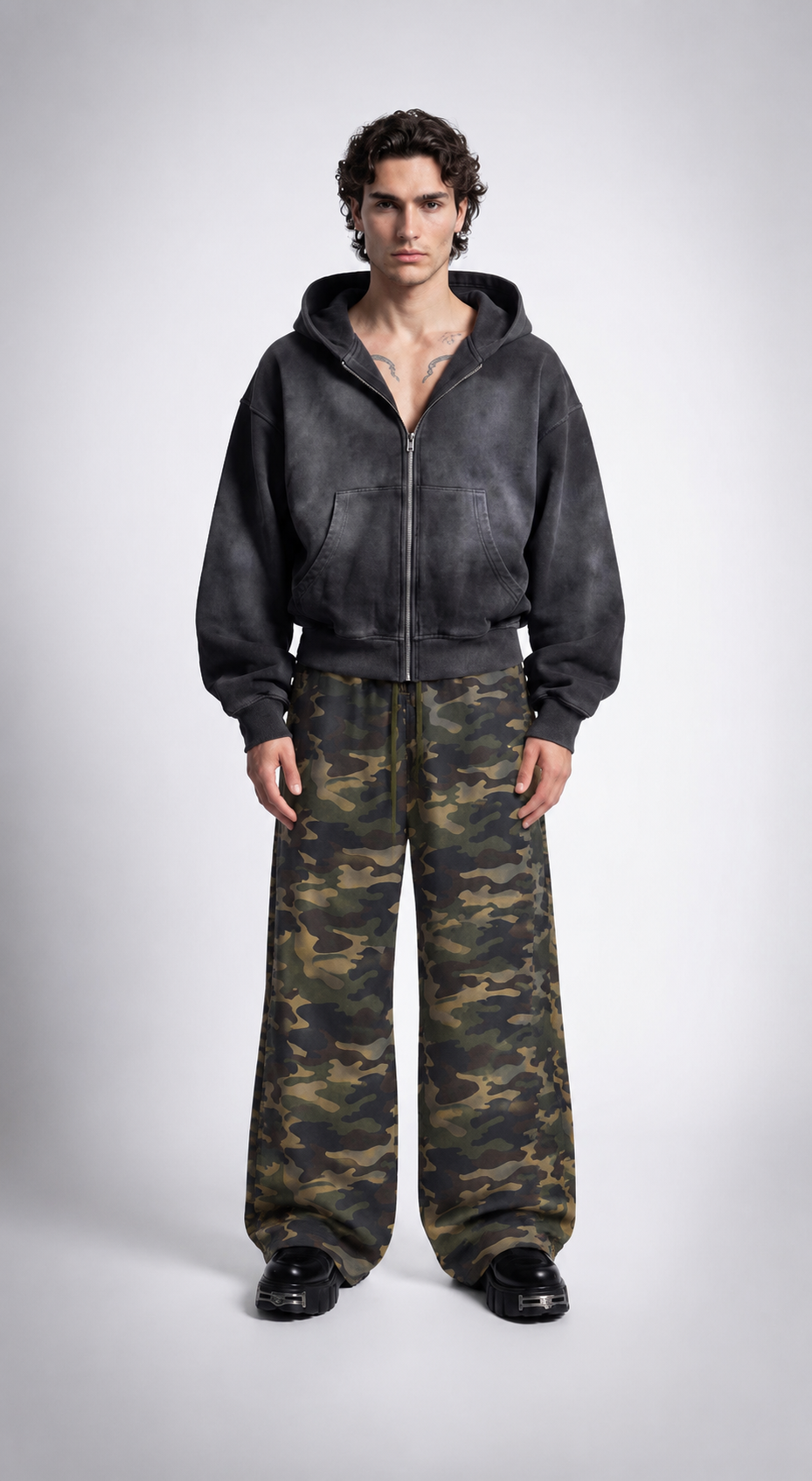 UNSEEN-Studios Woodland Camo Flared Sweatpants