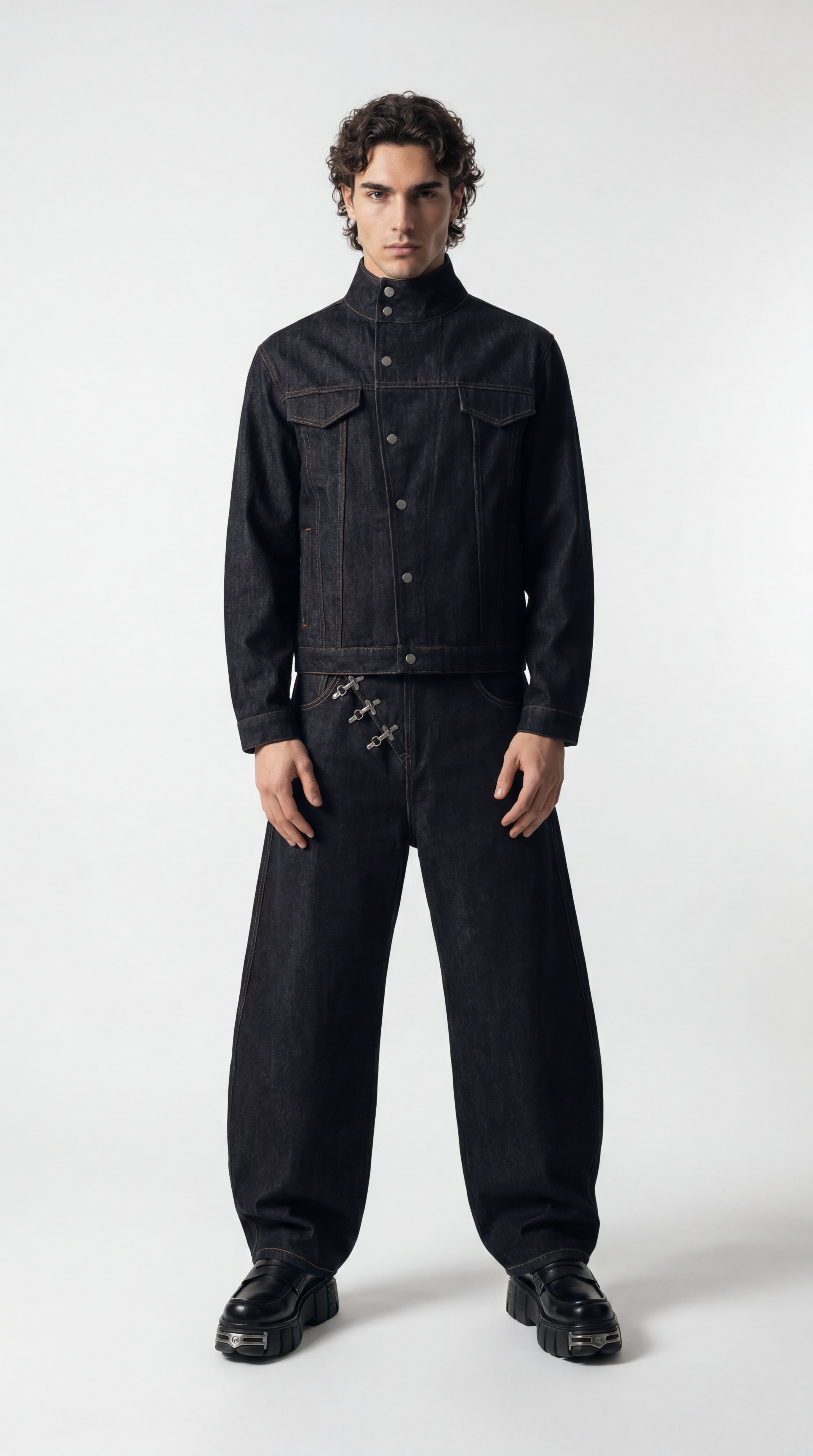 UNSEEN-Studios Stand Collar Denim Jacket