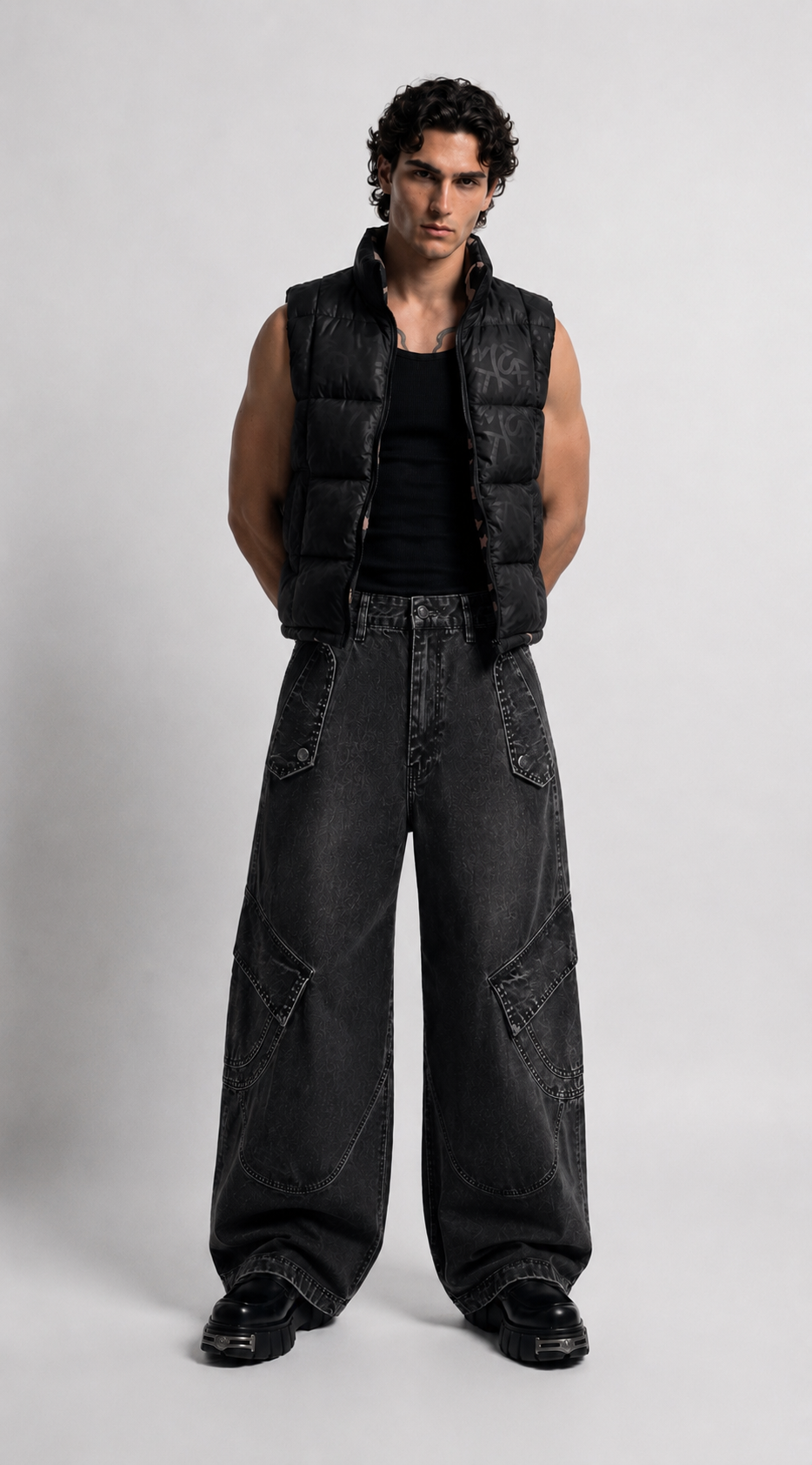 UNSEEN-Studios Raw Washed Cargo Jeans