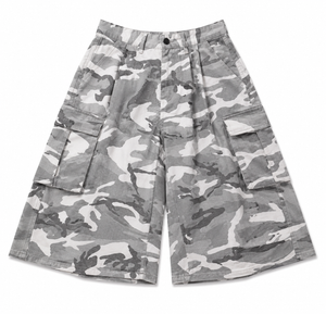 UNSEEN-Studios Gray Wide Leg Camo Cargo Shorts
