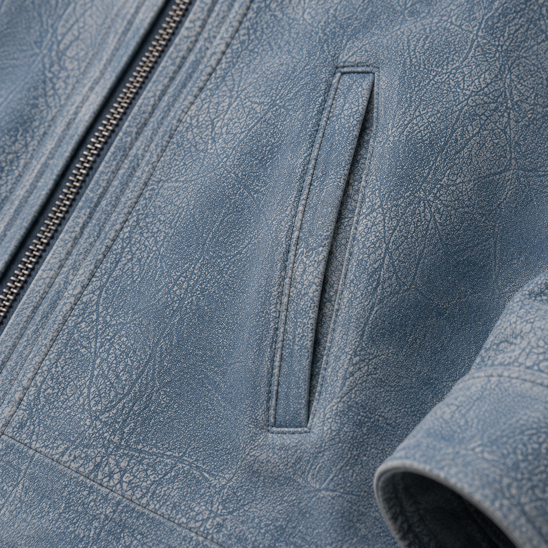 UNSEEN-Studios Blaue Cropped Leather Jacket