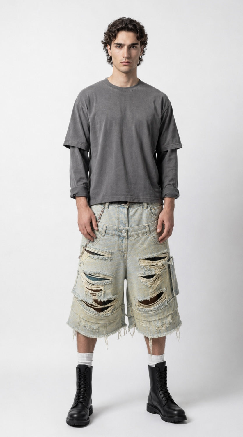UNSEEN-Studios Distressed Riot Jorts