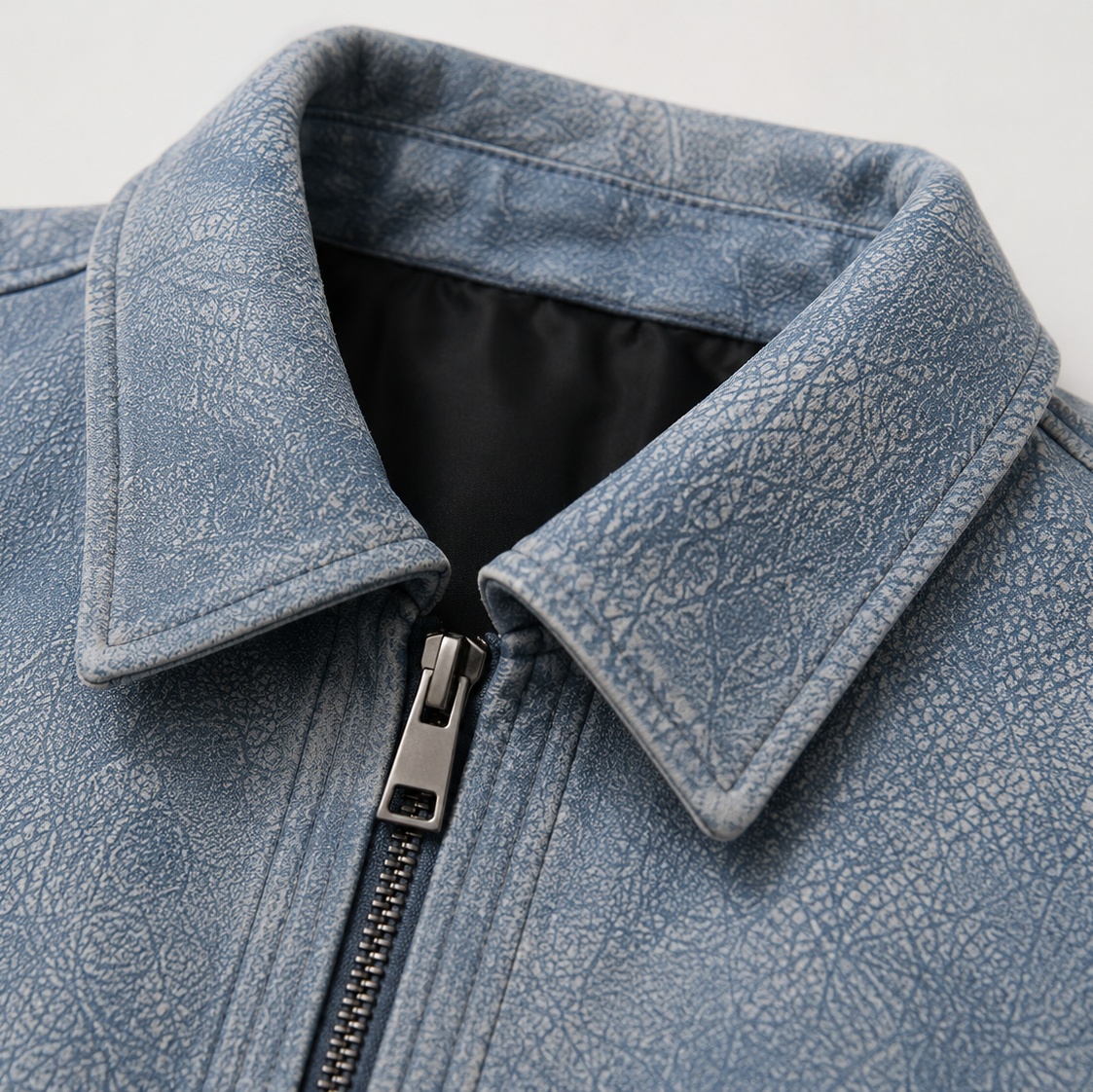 UNSEEN-Studios Blaue Cropped Leather Jacket