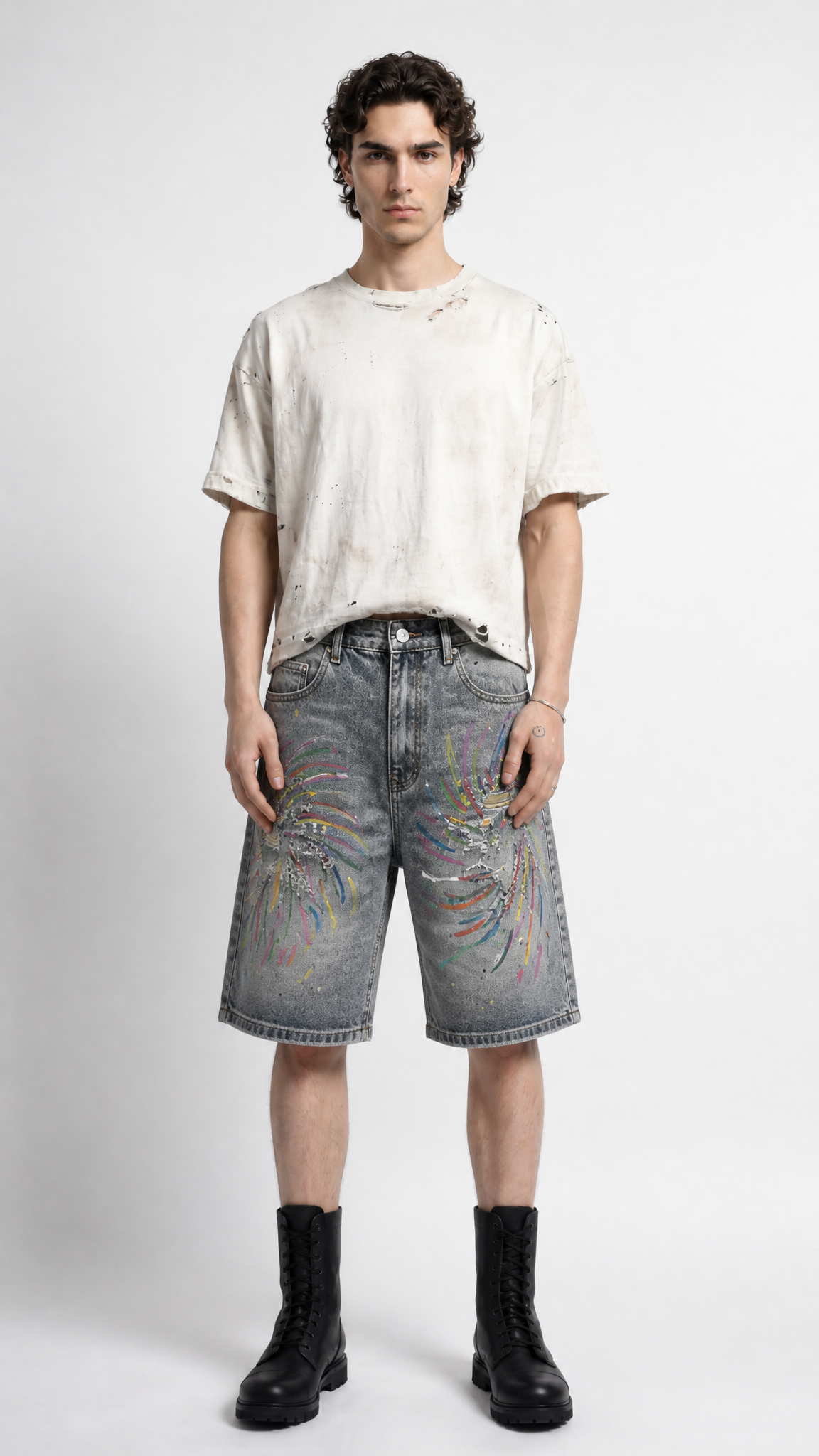 UNSEEN-Studios Distressed Fusion Shorts