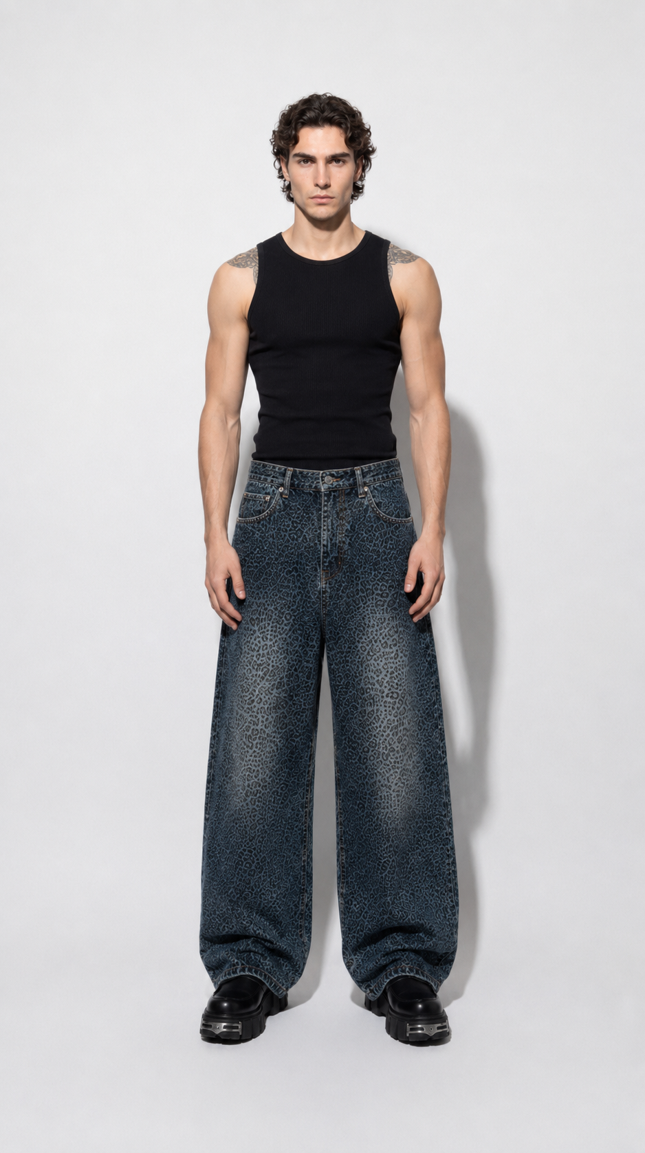 UNSEEN-Studios Leopard Baggy Jeans Mirage
