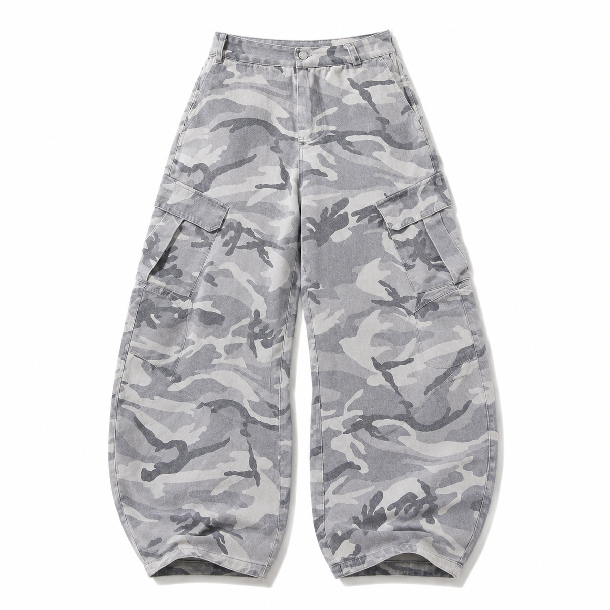 UNSEEN-Studios Grey Wide Leg Camo Cargo Pants
