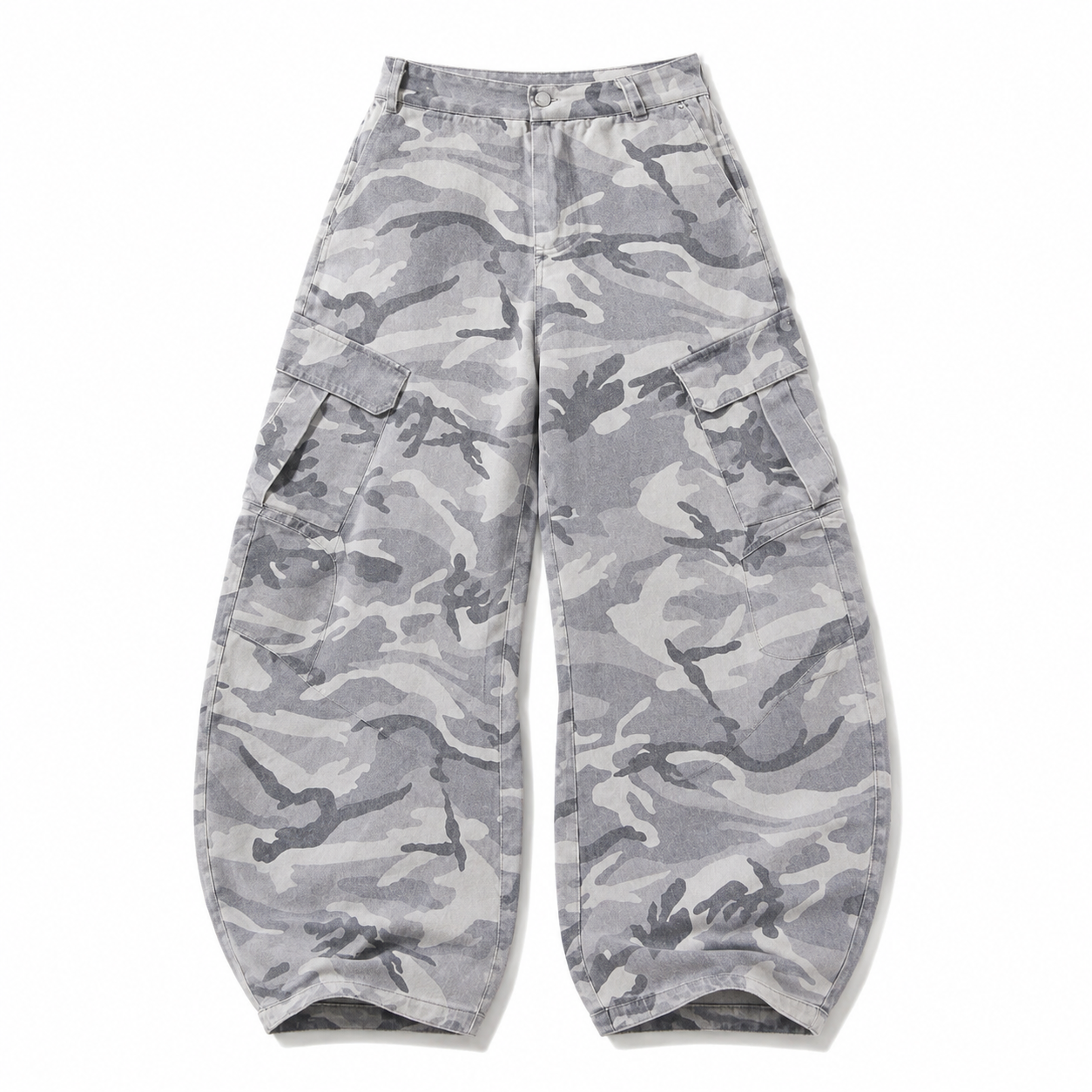 UNSEEN-Studios Grey Wide Leg Camo Cargo Pants