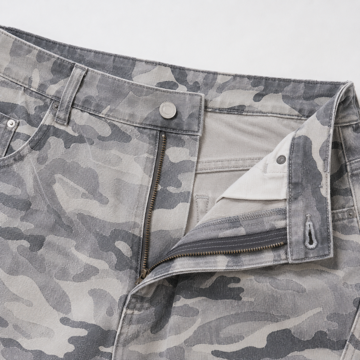 UNSEEN-Studios Grey Wide Leg Camo Cargo Pants