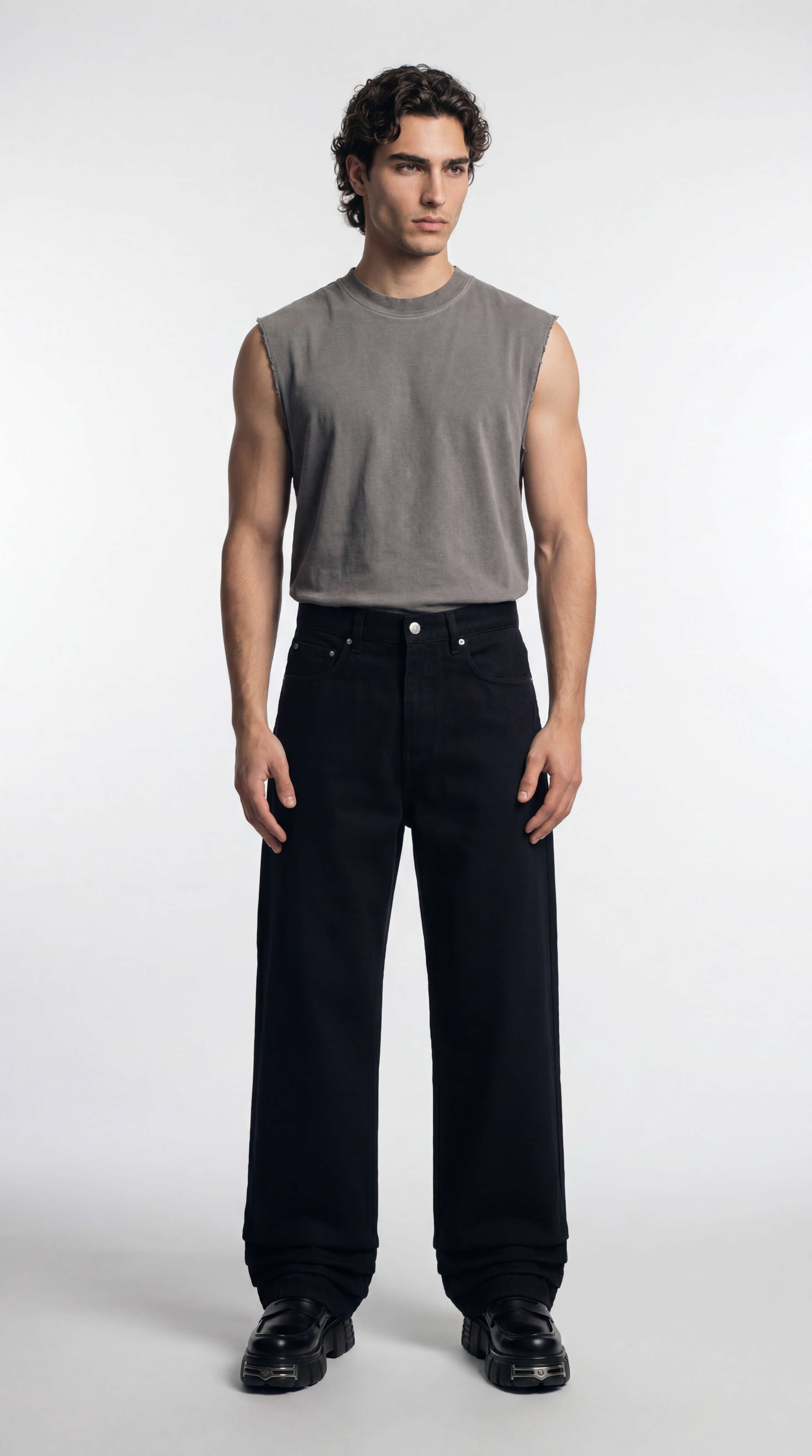 UNSEEN-Studios Graues Raw Washed Sleeveless Tank Top