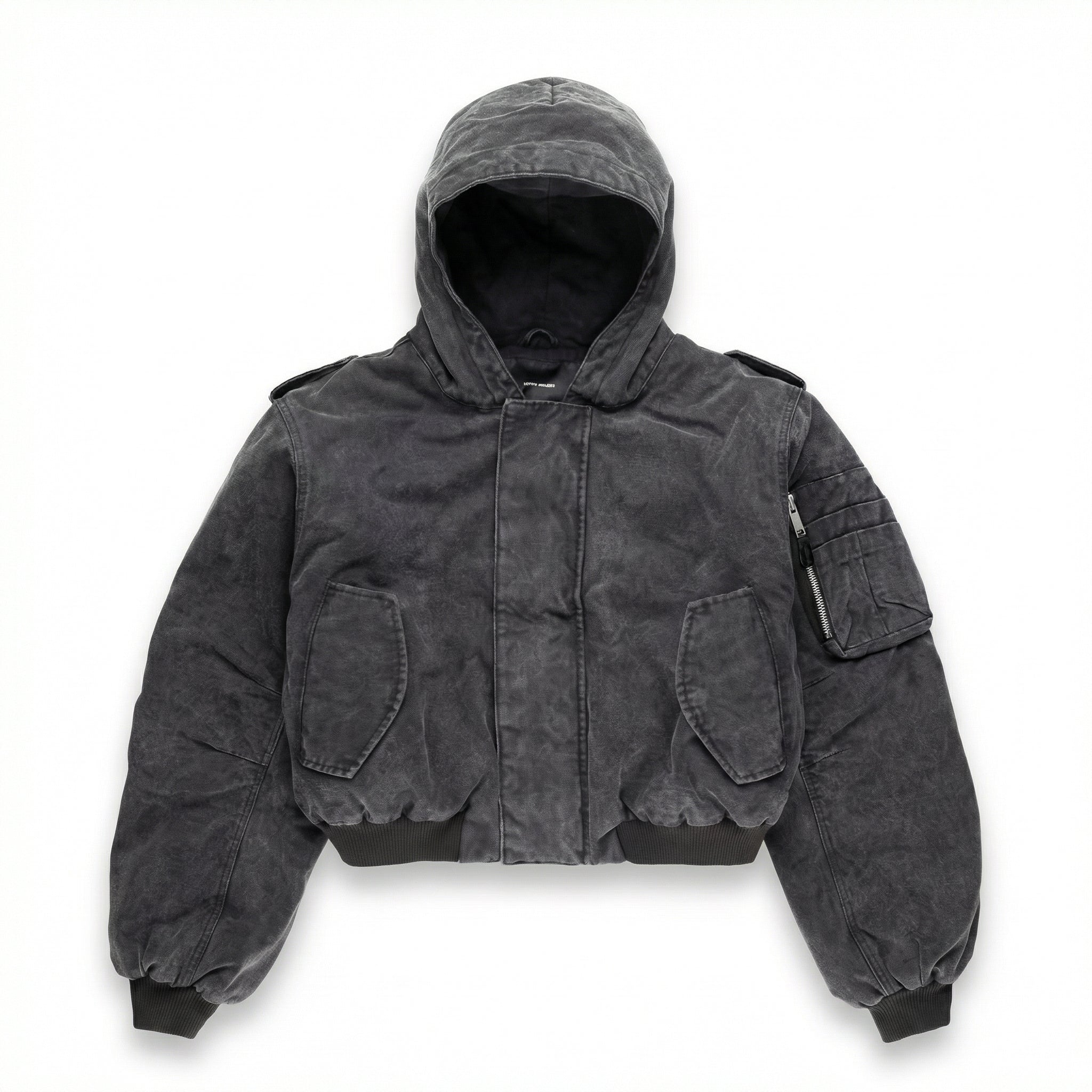 UNSEEN-Studios hooded Bomberjacket washed black