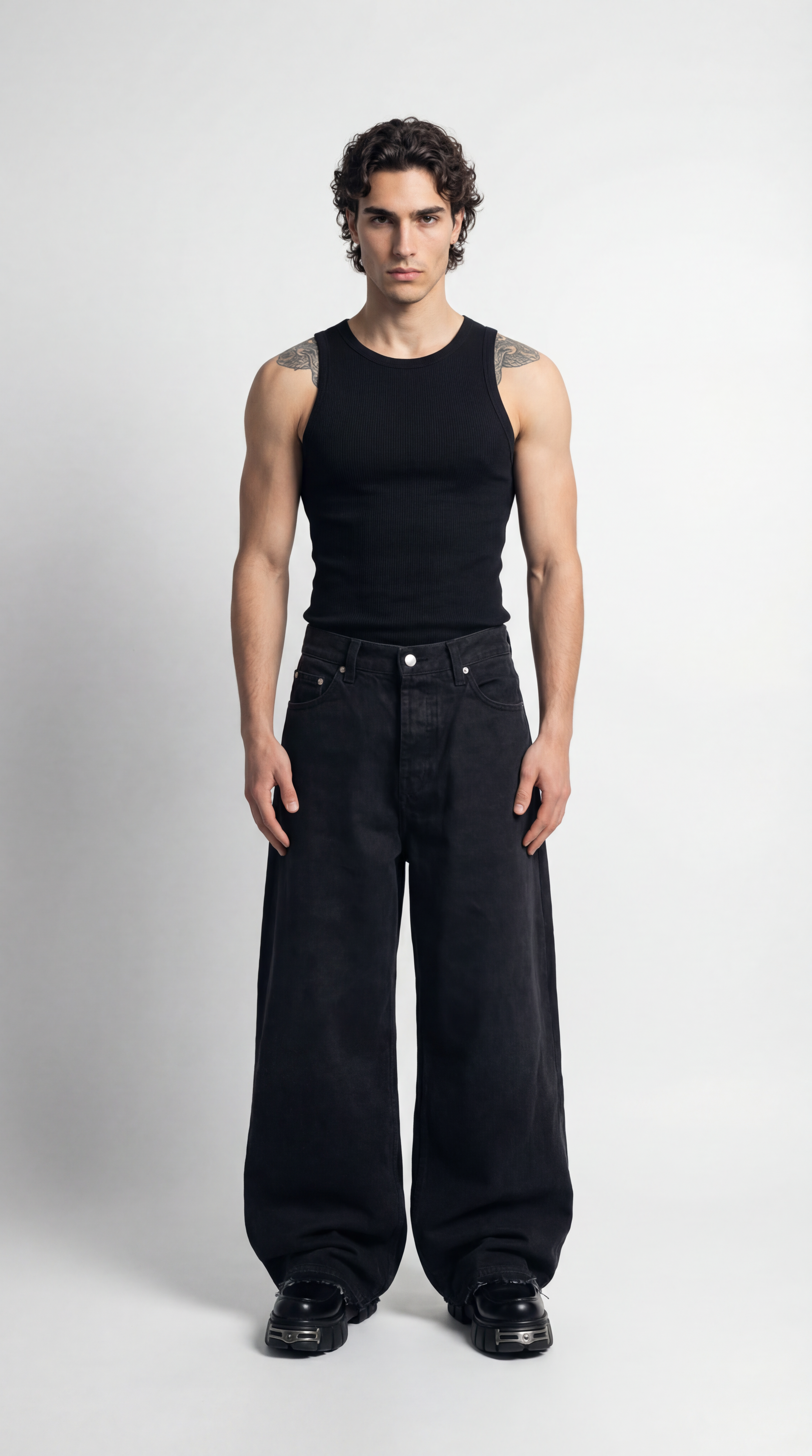 UNSEEN-Studios Black Wide Leg Hose