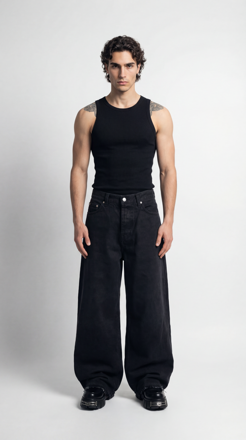 UNSEEN-Studios Black Wide Leg Hose