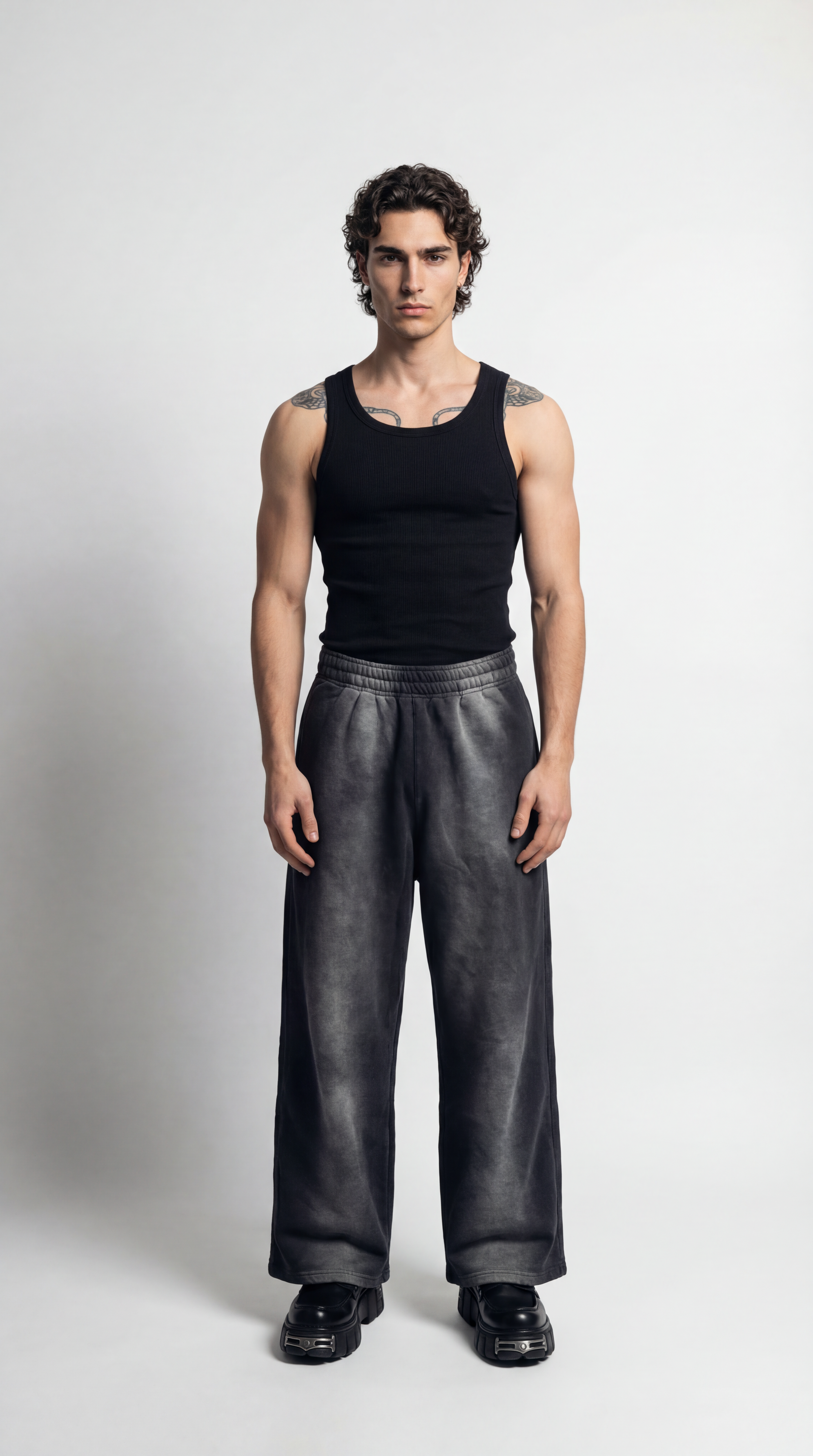 UNSEEN-Studios Washed Wide Leg Jogger Black