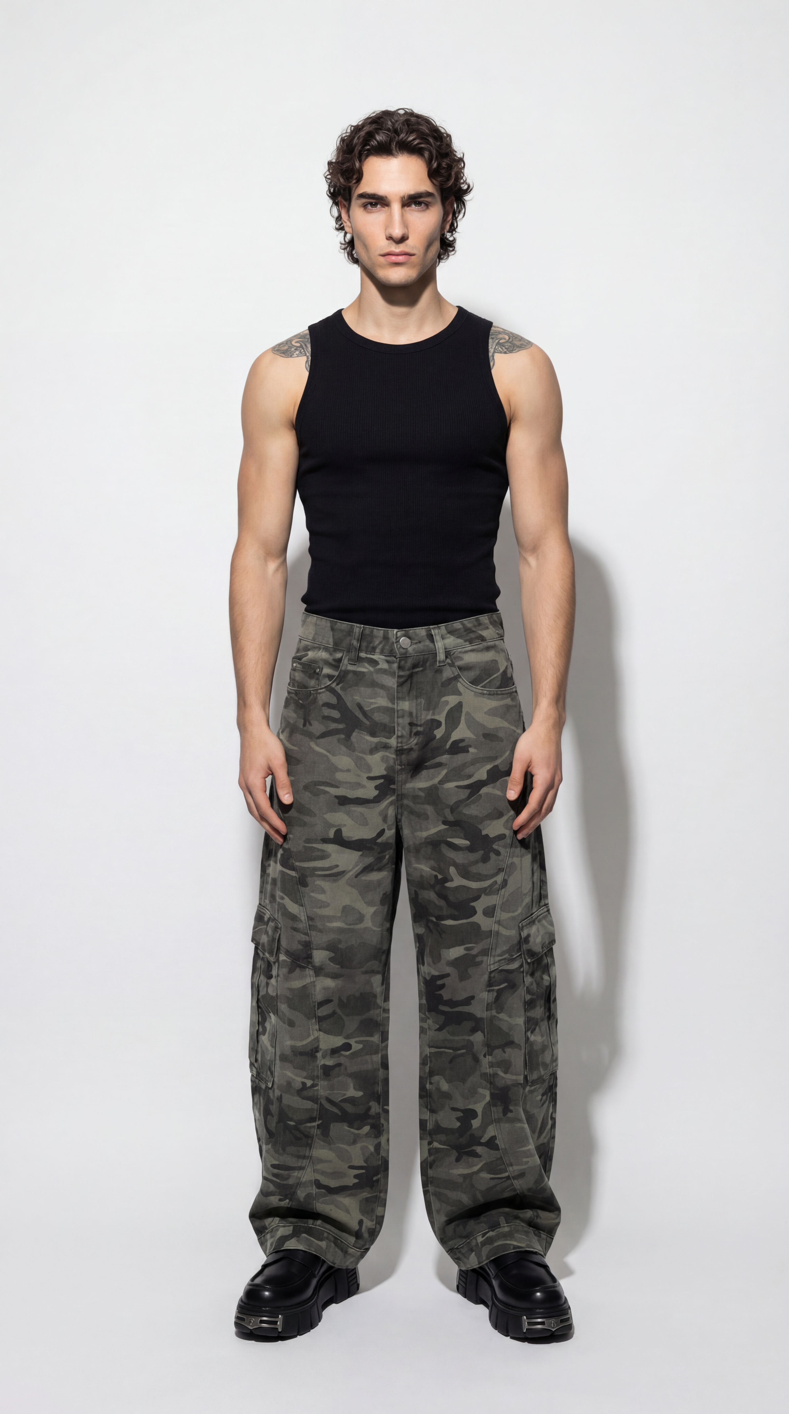 UNSEEN-Studios Camo Cargo Wide Leg Hose