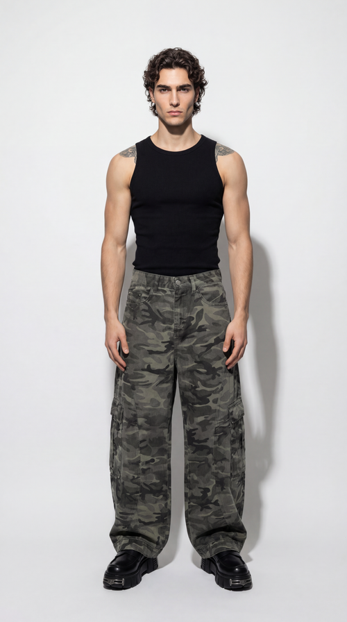 UNSEEN-Studios Camo Cargo Wide Leg Hose