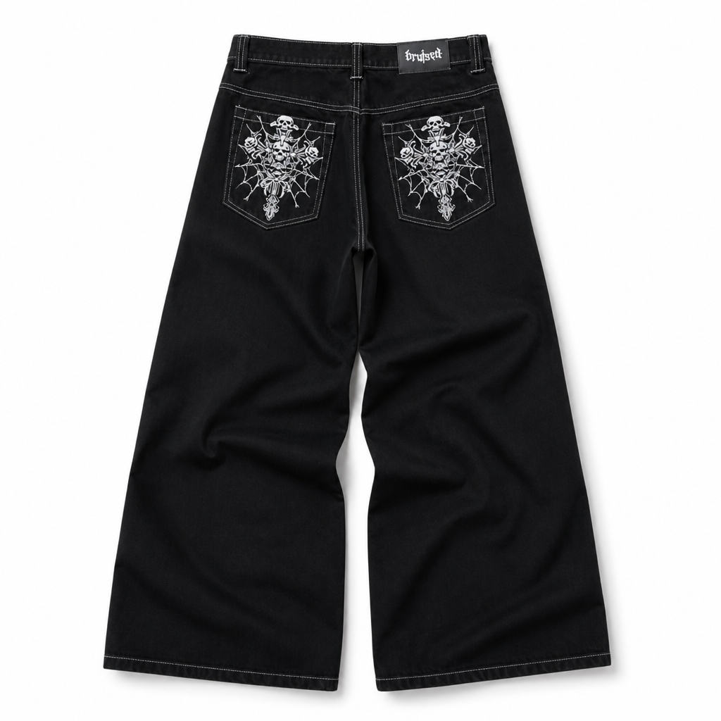UNSEEN-Studios Cyber Skull Wide Leg Jeans
