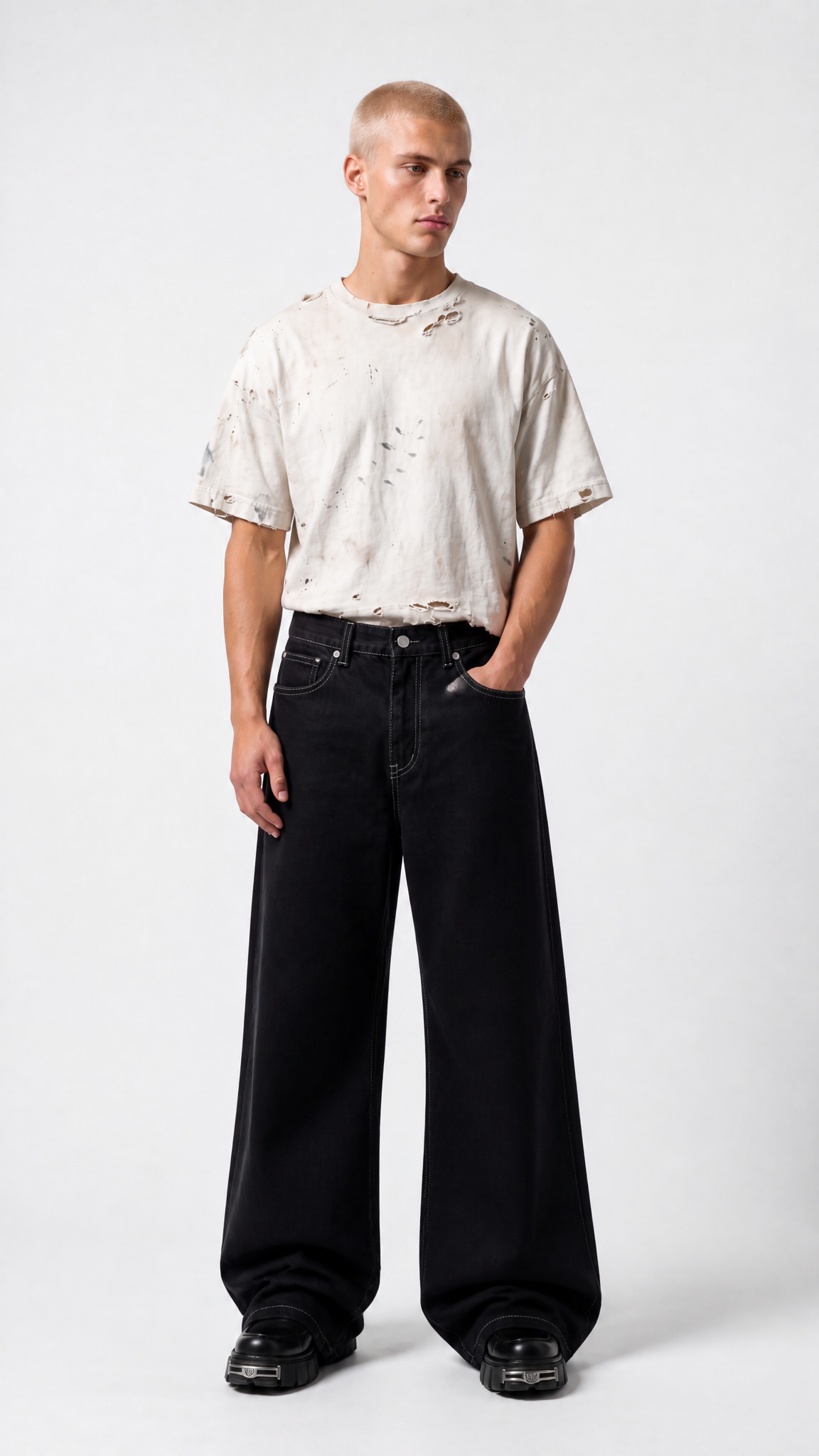 UNSEEN-Studios Cyber Skull Wide Leg Jeans