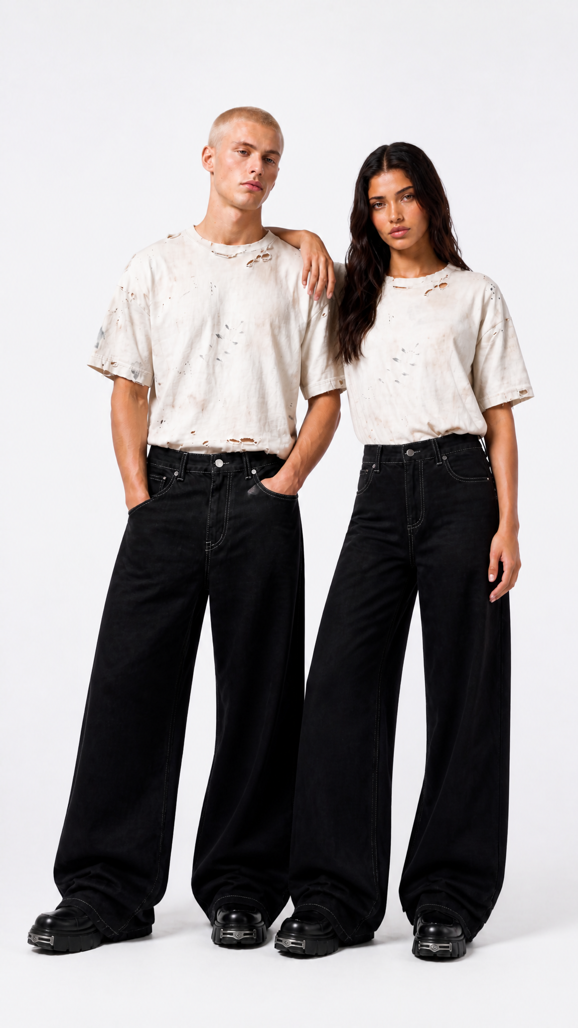 UNSEEN-Studios Cyber Skull Wide Leg Jeans