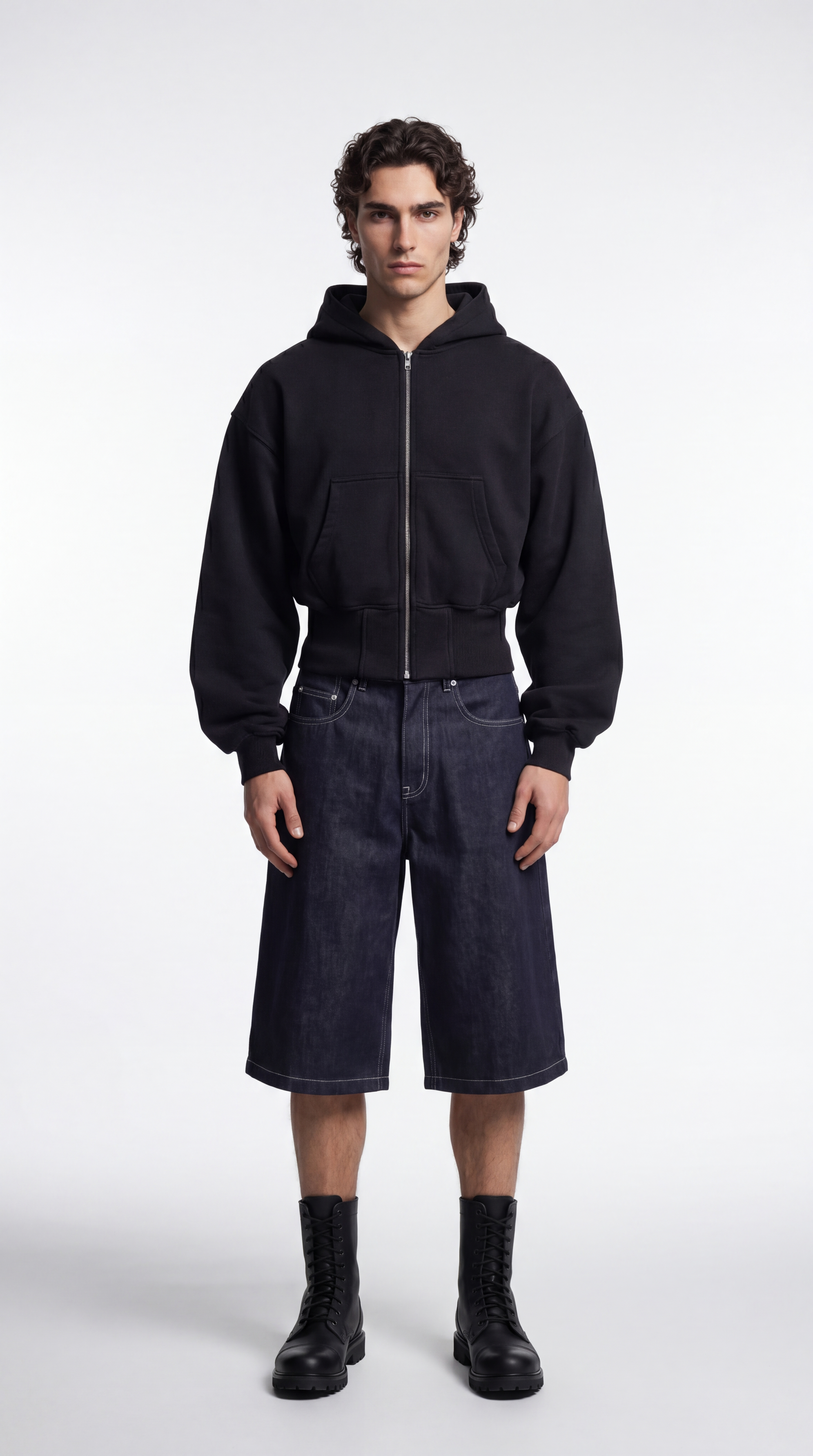 UNSEEN-Studios Weite Multipocket Jeansshorts