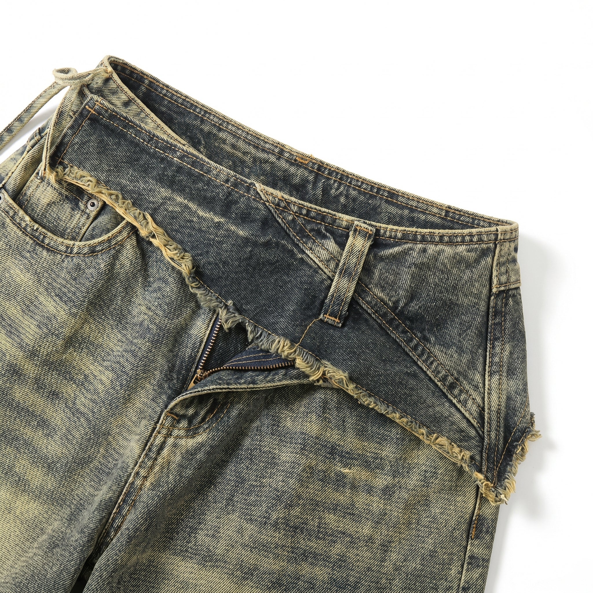 UNSEEN-Studios Washed Wide Leg Jeans mit Waist Detail