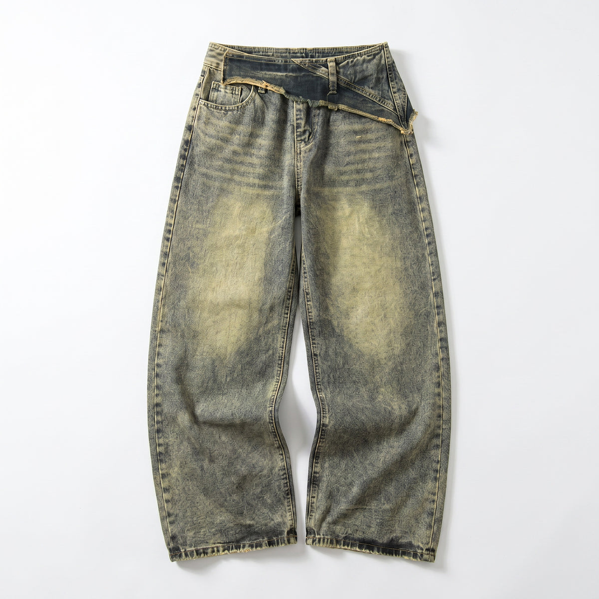 UNSEEN-Studios Washed Wide Leg Jeans mit Waist Detail