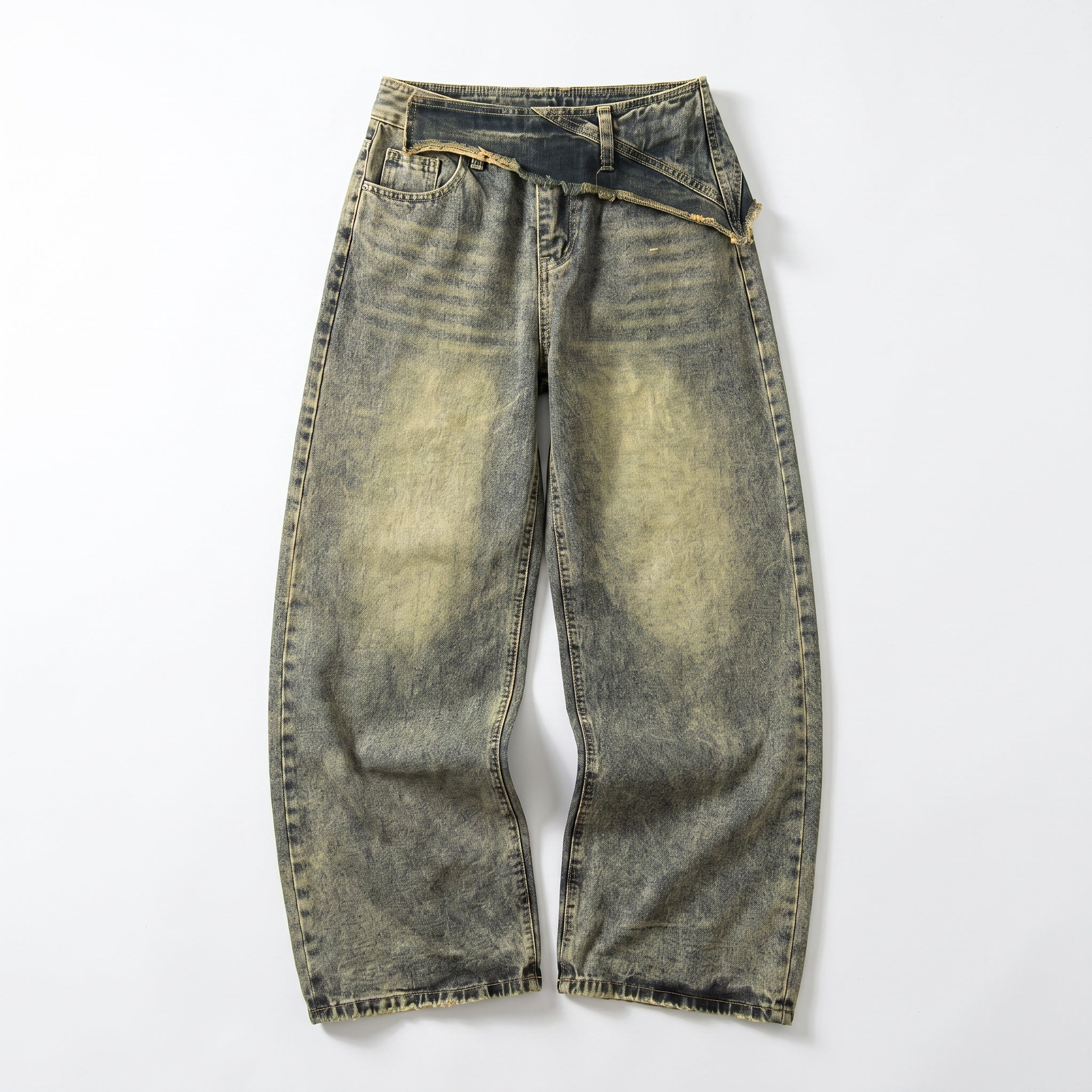 UNSEEN-Studios Washed Wide Leg Jeans mit Waist Detail