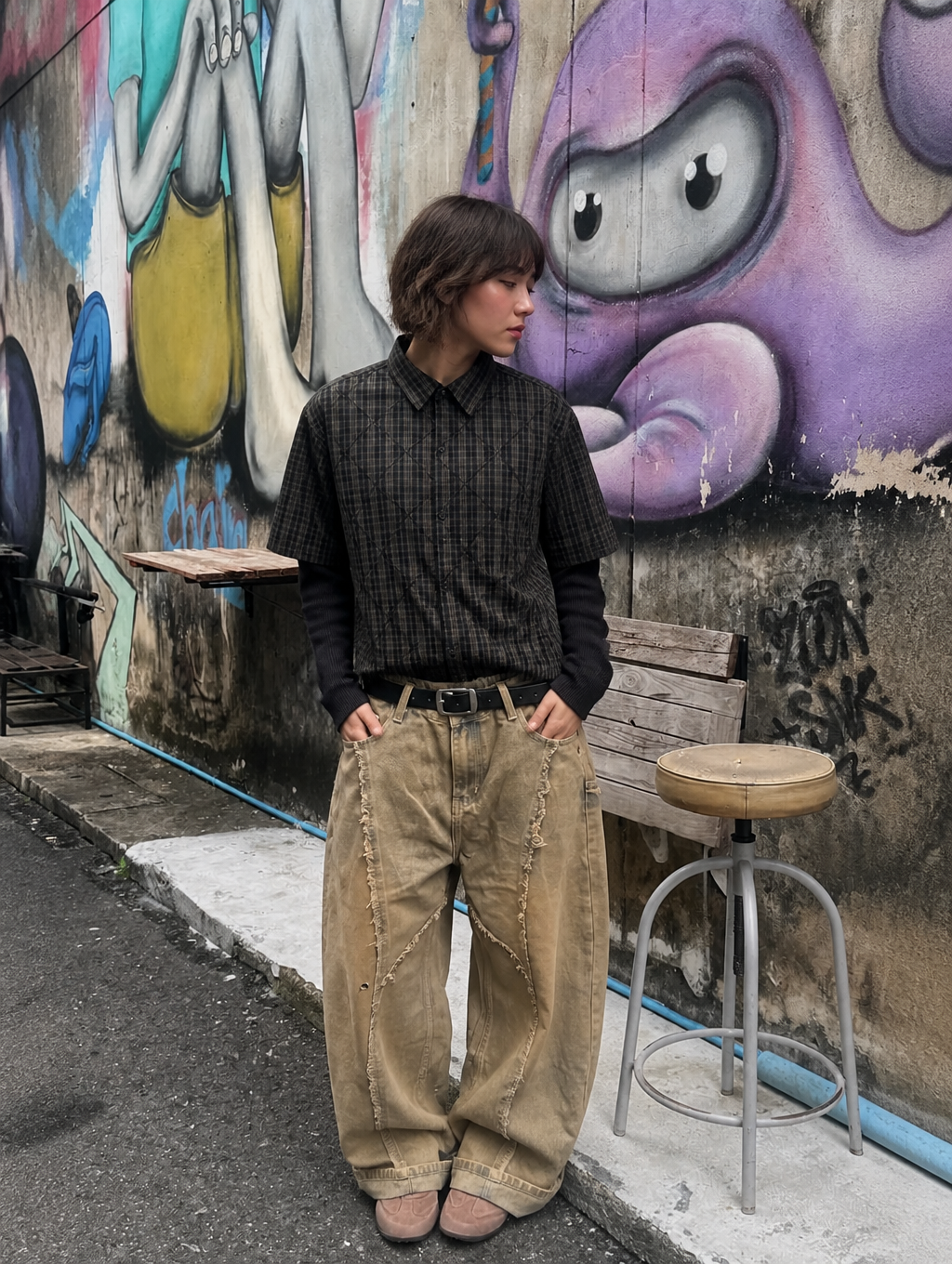 UNSEEN-Studios Layered Grid Shirt