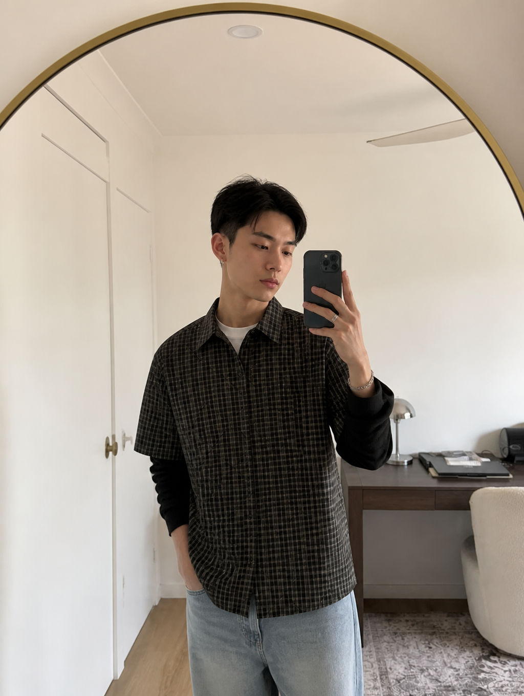 UNSEEN-Studios Layered Grid Shirt