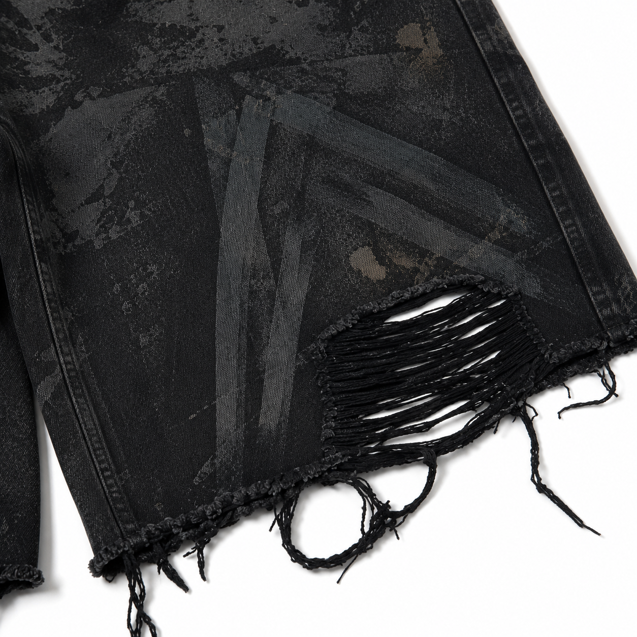 UNSEEN-Studios Distressed Mud Denim Shorts