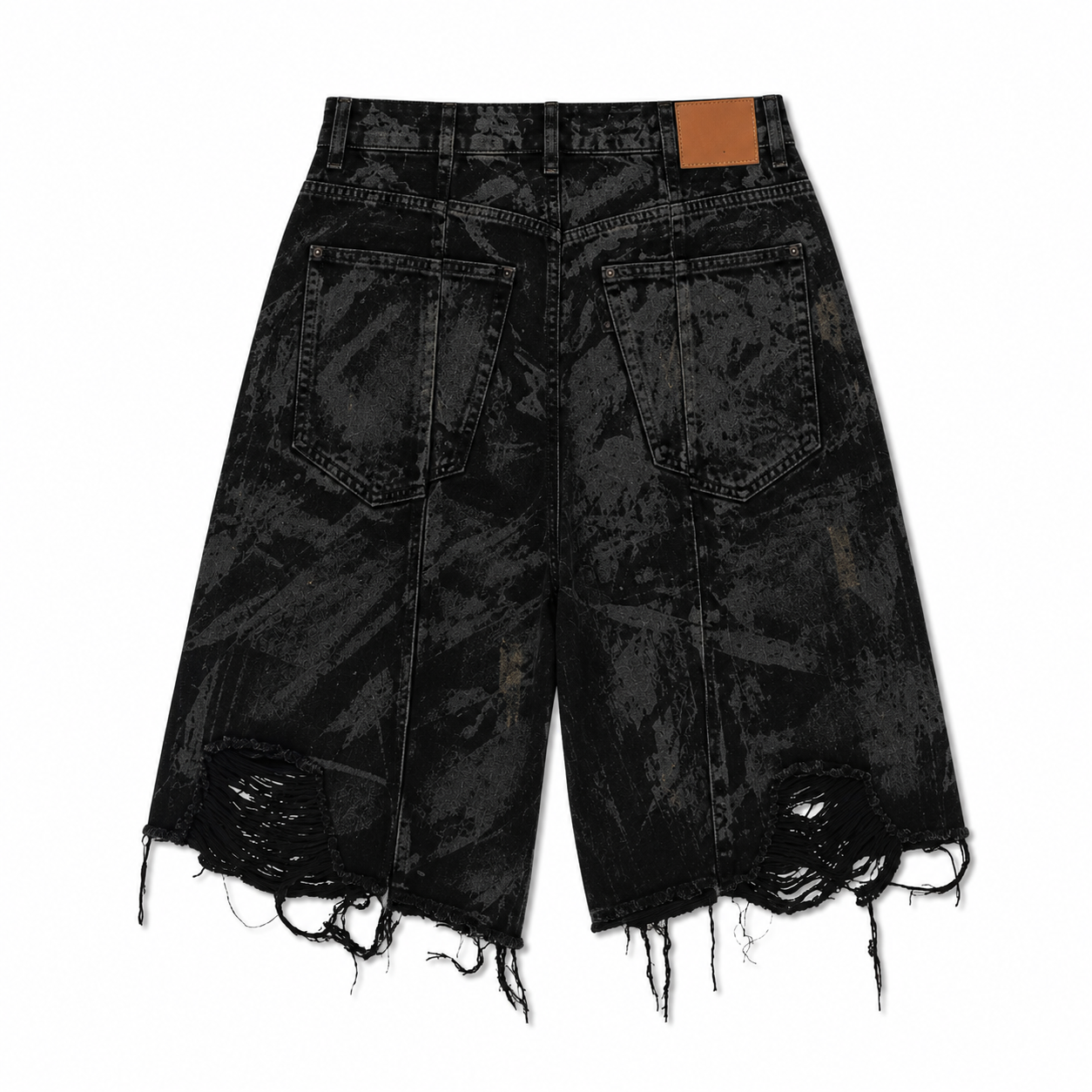 UNSEEN-Studios Distressed Mud Denim Shorts