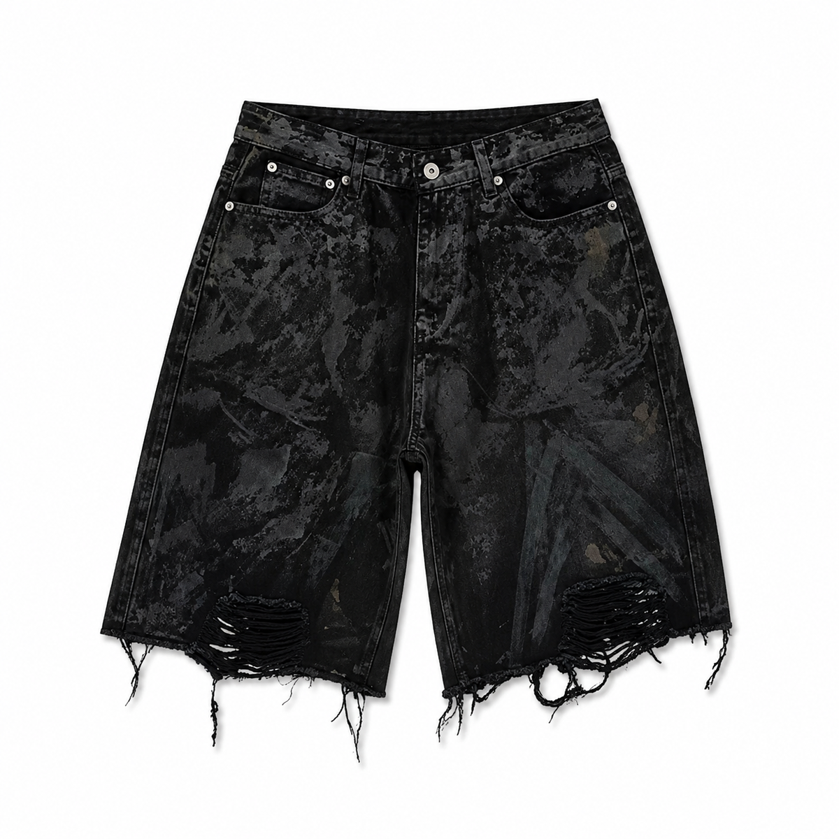 UNSEEN-Studios Distressed Mud Denim Shorts