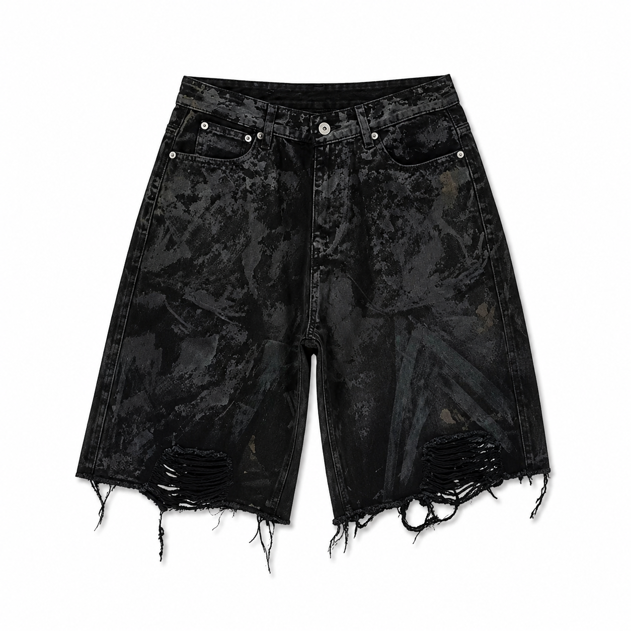 UNSEEN-Studios Distressed Mud Denim Shorts