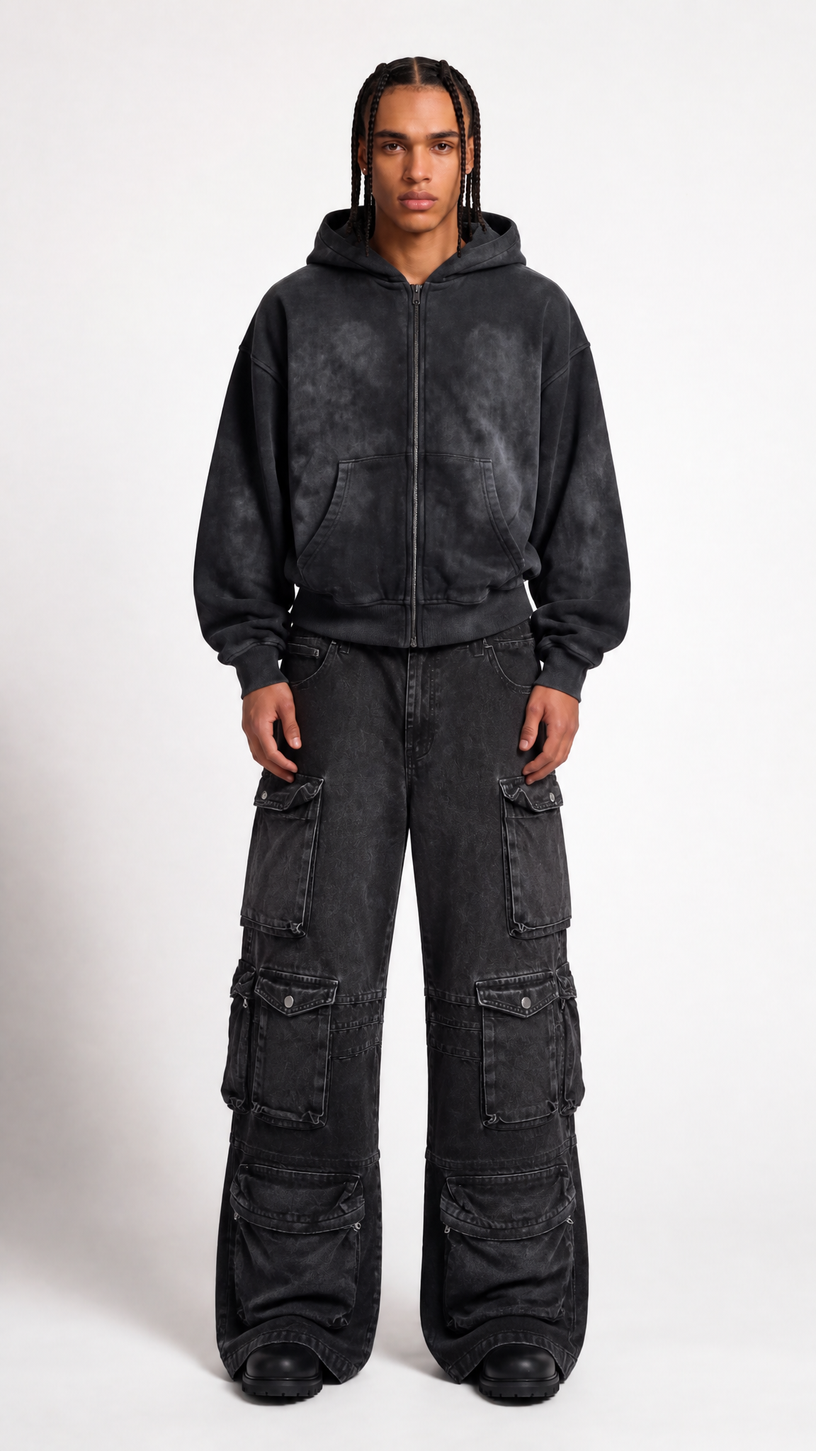 UNSEEN-Studios Stone Washed Multi Cargo Pants