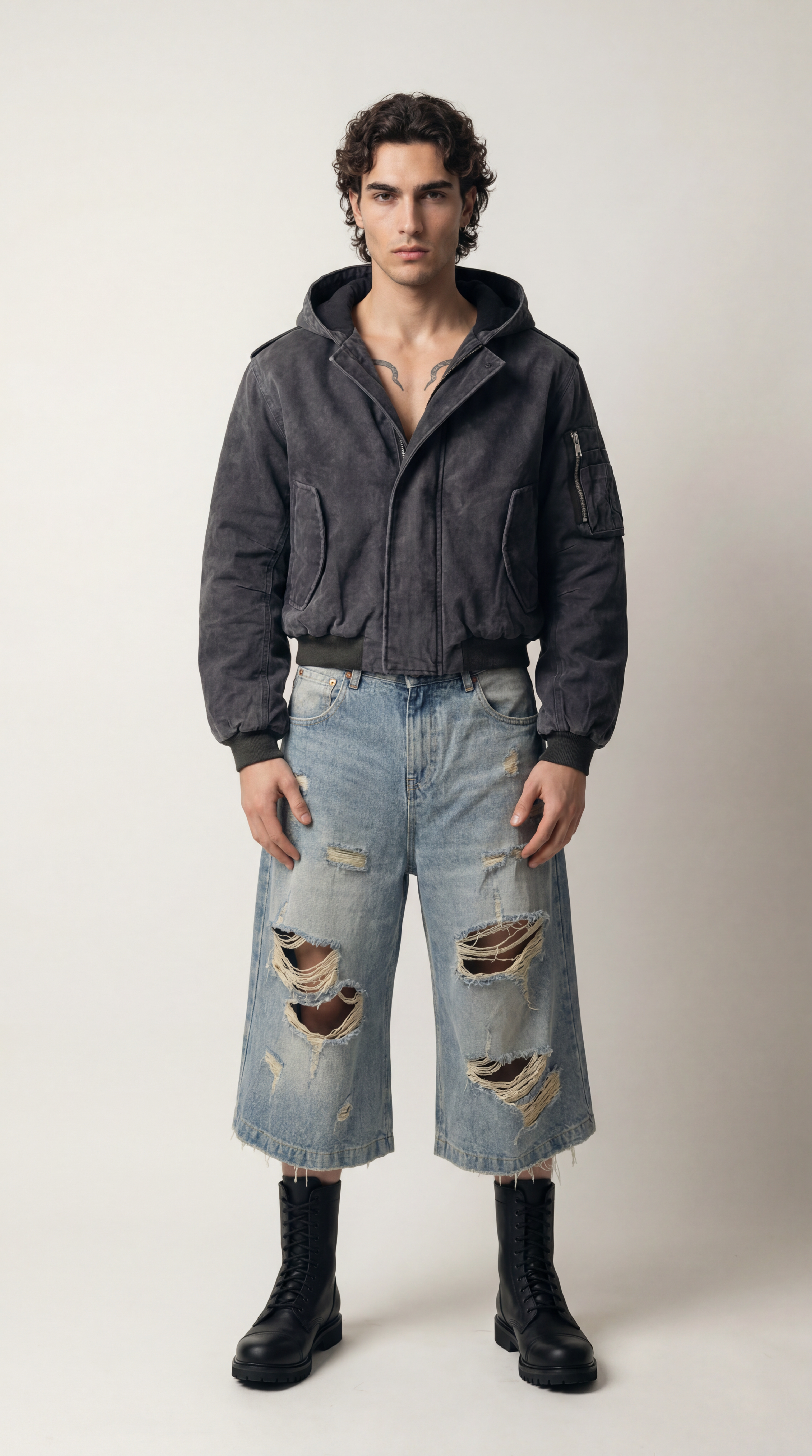 UNSEEN-Studios Weite 3/4 Distressed Chaos Jorts
