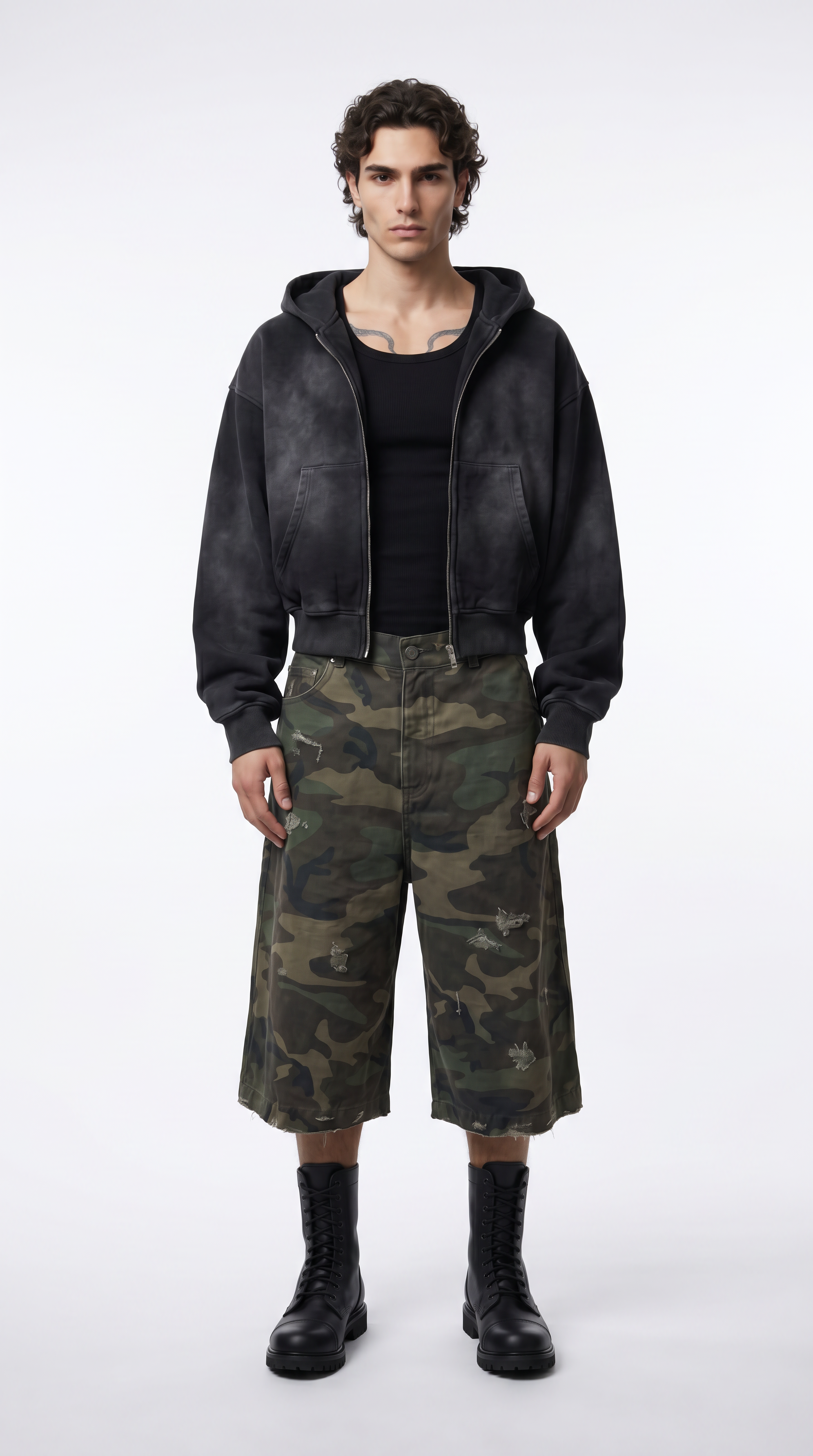 UNSEEN-Studios Distressed Camo Shorts