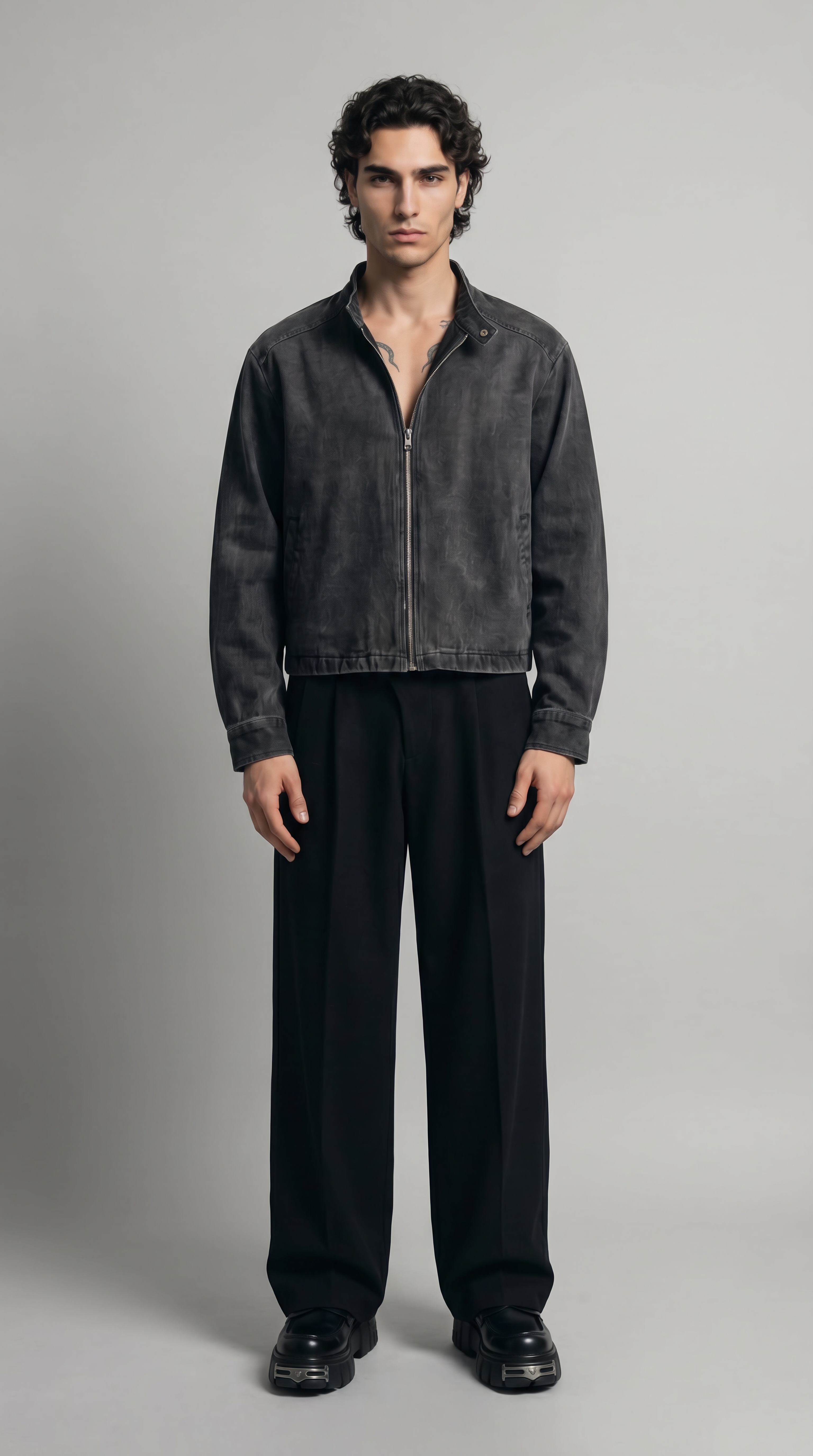 UNSEEN-Studios Work Zip-Kurzjacke Washed Black