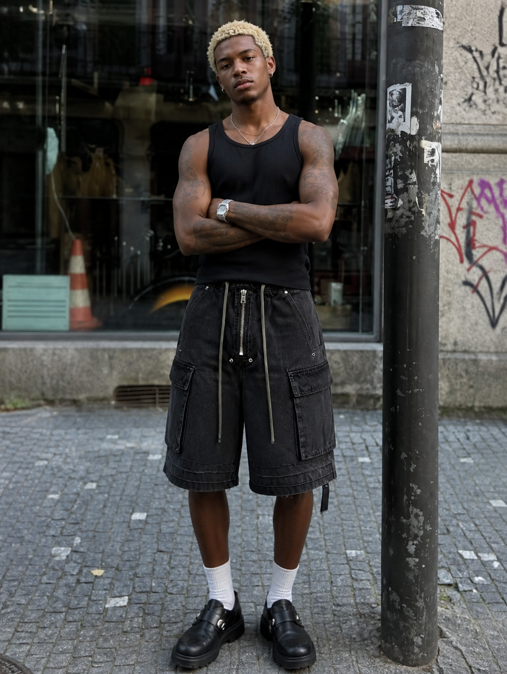 UNSEEN-Studios Succubus Denim Cargo Shorts