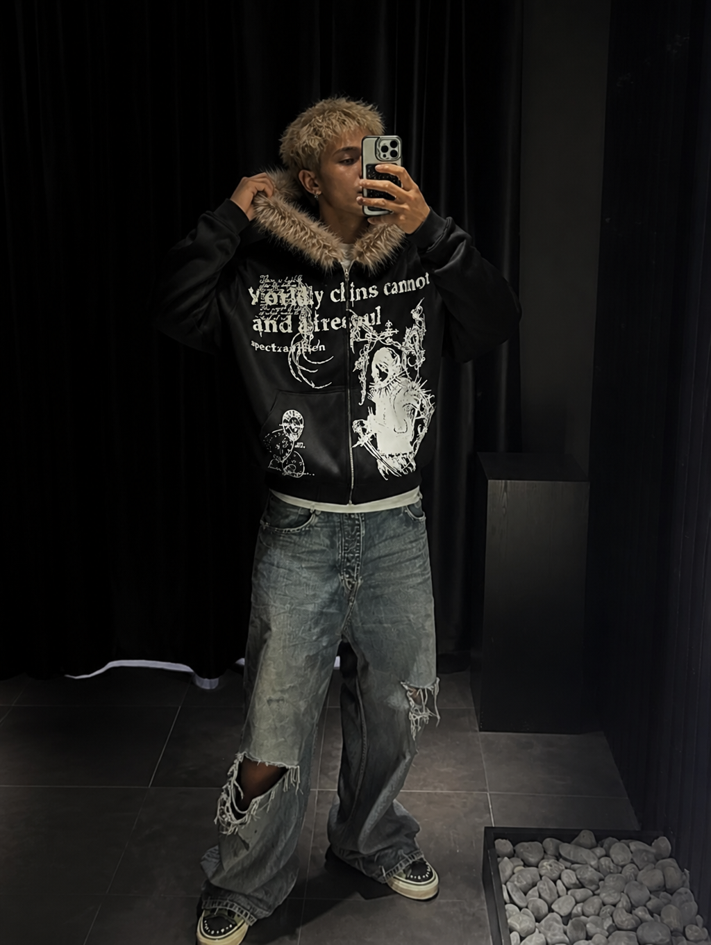 UNSEEN-Studios Cyber Soul Fur Zip Hoodie