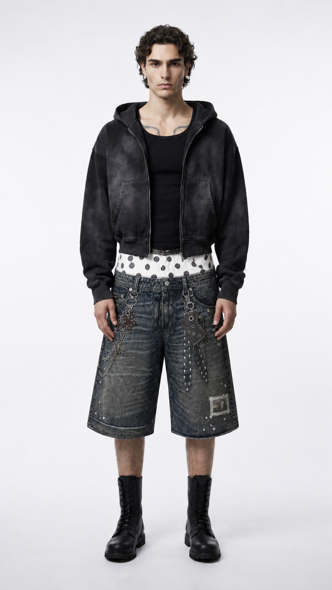 UNSEEN-Studios Outlaw Chain Denim Shorts