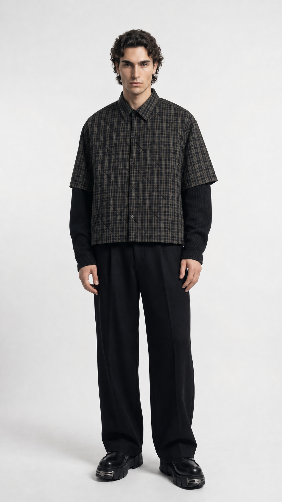 UNSEEN-Studios Layered Grid Shirt