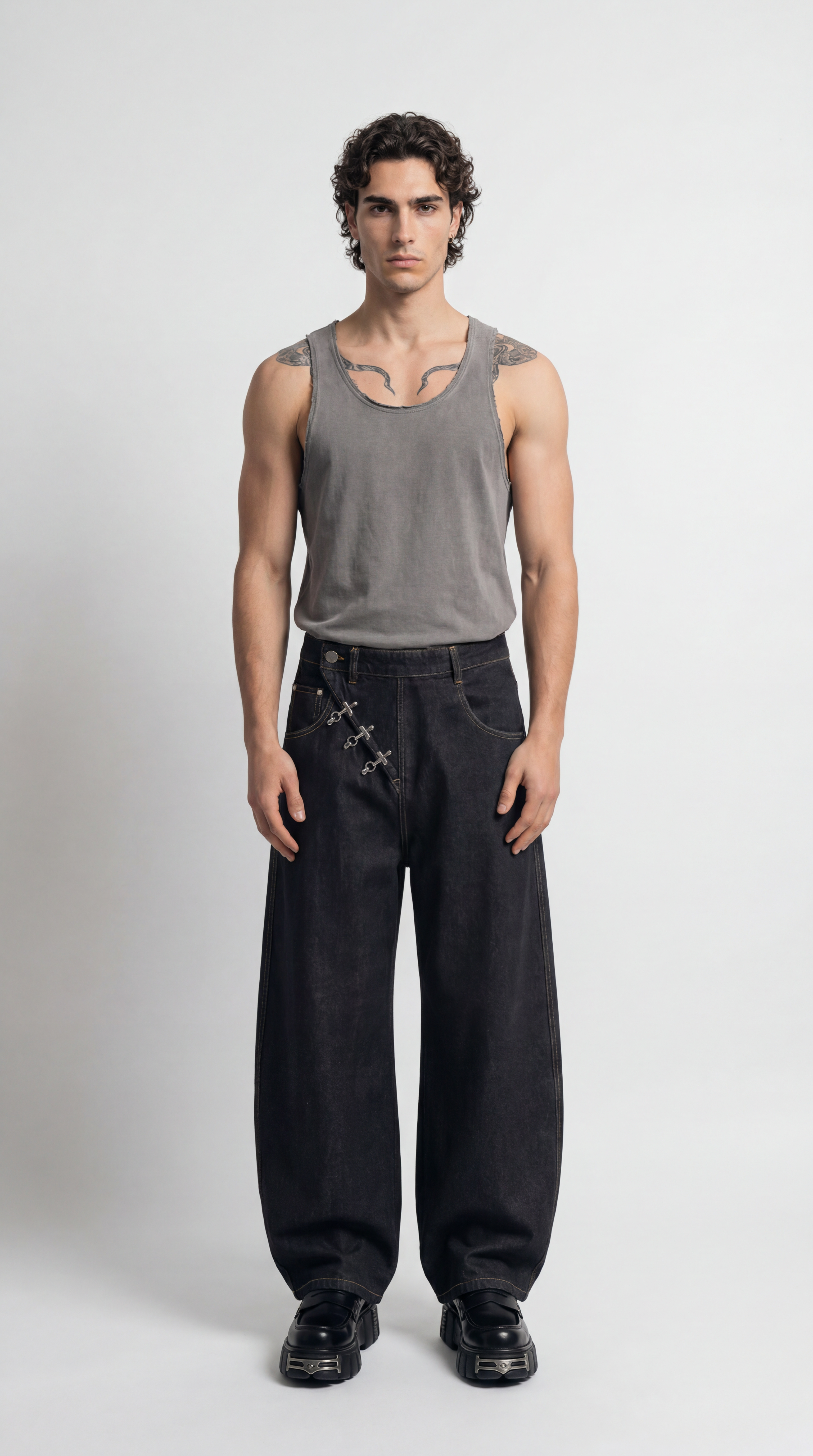 UNSEEN-Studios Buckle Wide Leg Jeans