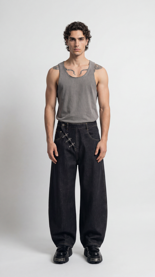 UNSEEN-Studios Buckle Wide Leg Jeans