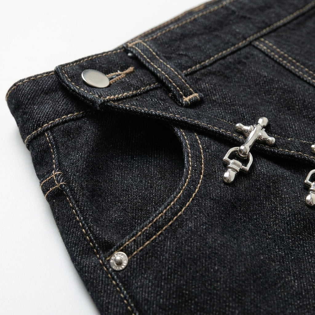 UNSEEN-Studios Buckle Wide Leg Jeans