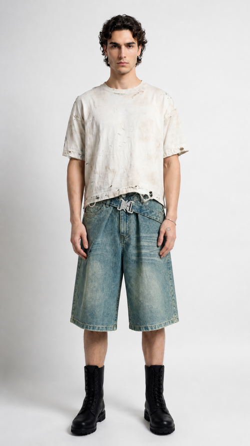 UNSEEN-Studios Buckle Denim Shorts