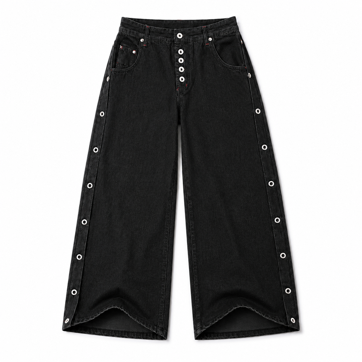 UNSEEN-Studios Button Stripe Wide Leg Jeans