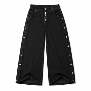 UNSEEN-Studios Button Stripe Wide Leg Jeans