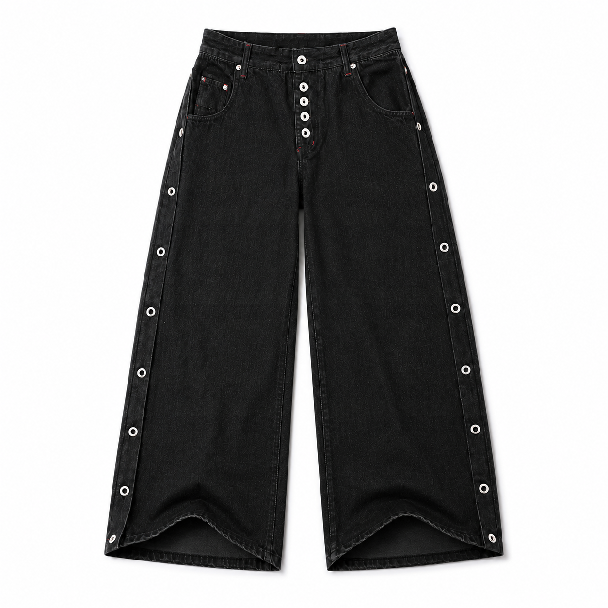 UNSEEN-Studios Button Stripe Wide Leg Jeans